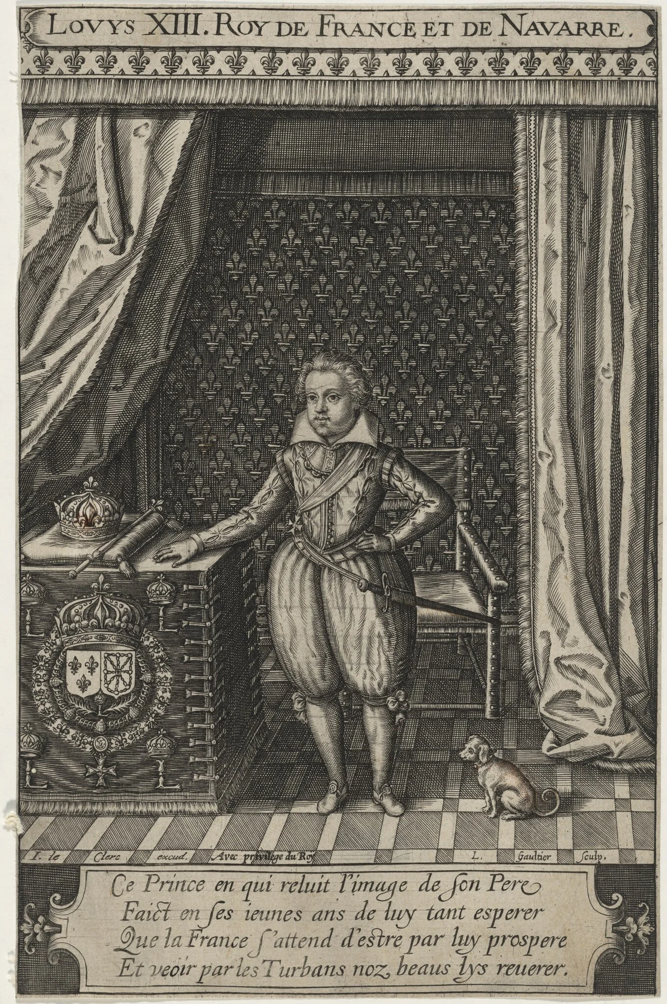 Louis XIII, King of France, by Léonard Gaultier, ink, 1601