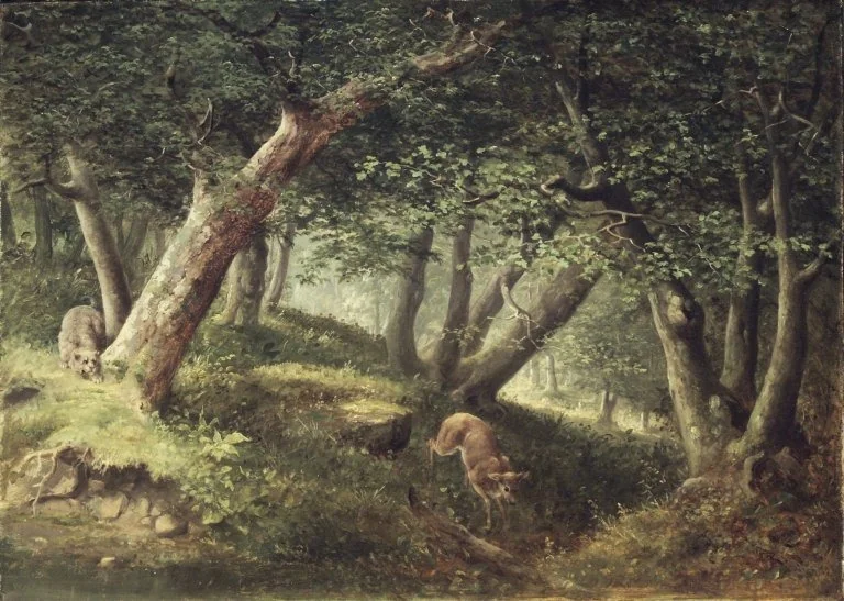 In the Forest, by William Holbrook Beard, oil, 1856