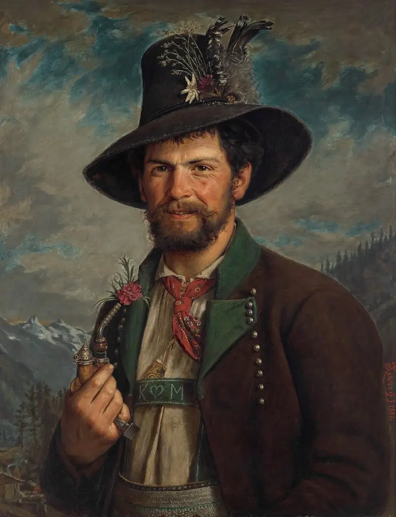 Tyrolean Farmer in Traditional Stubai Folk Costume