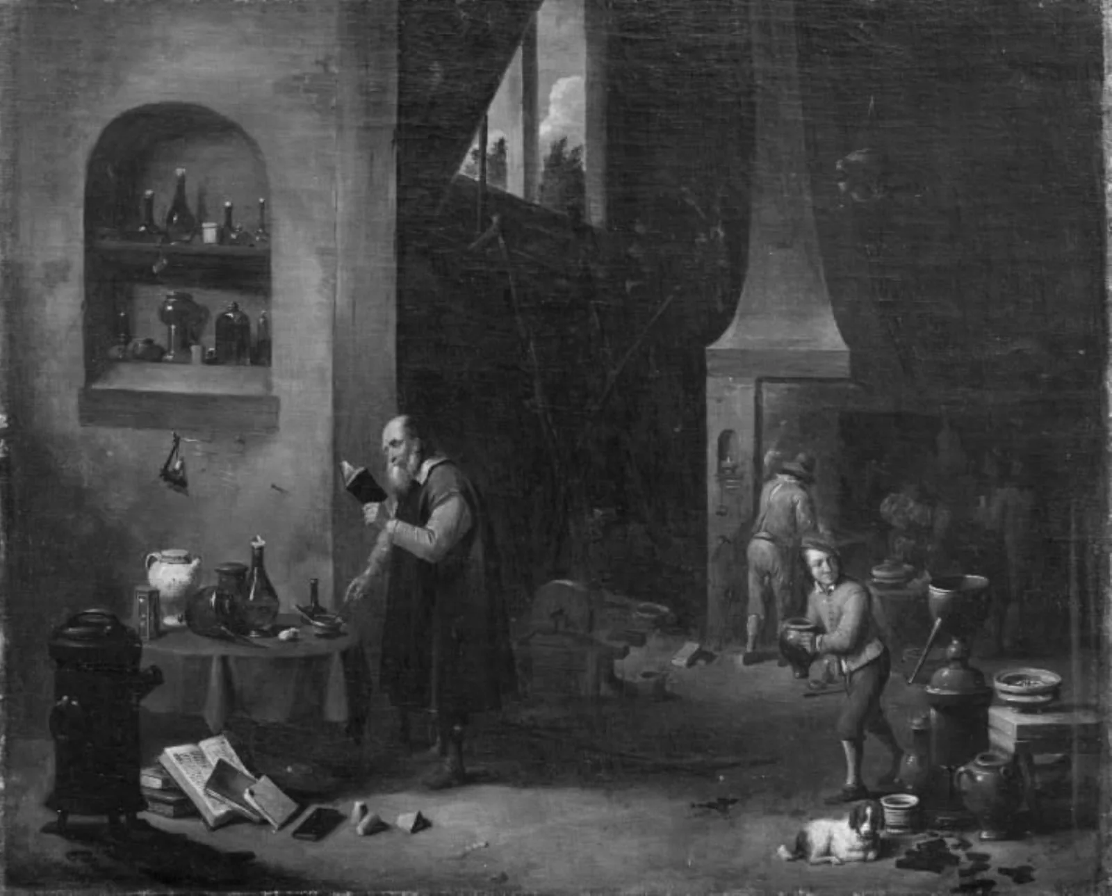 Laboratory Worker in his Laboratory, by Unknown, 1650
