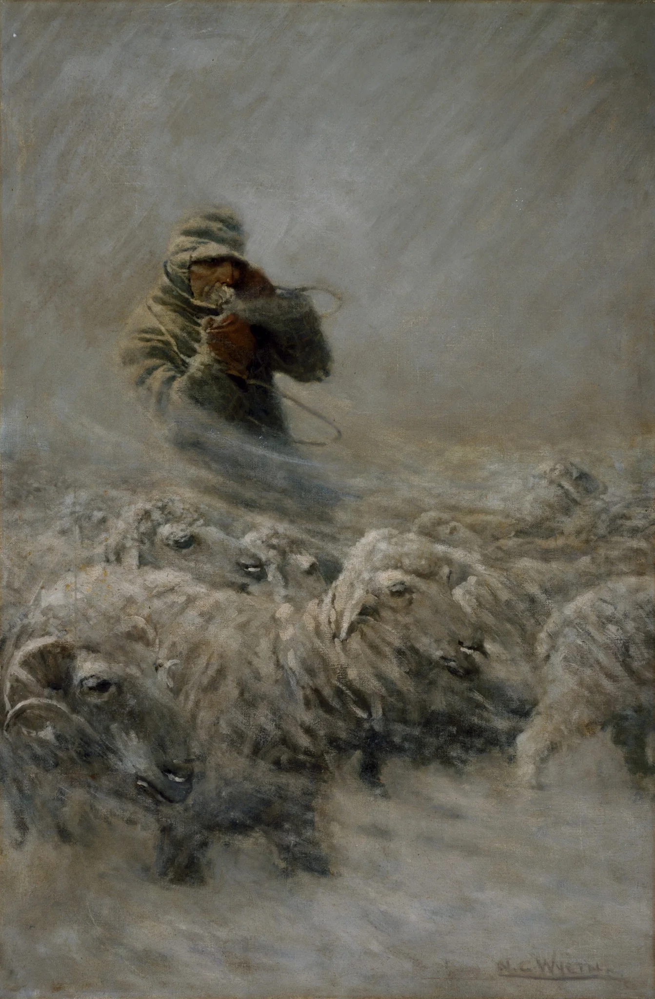 Sheep Herder, by N. C. Wyeth, oil, 1908
