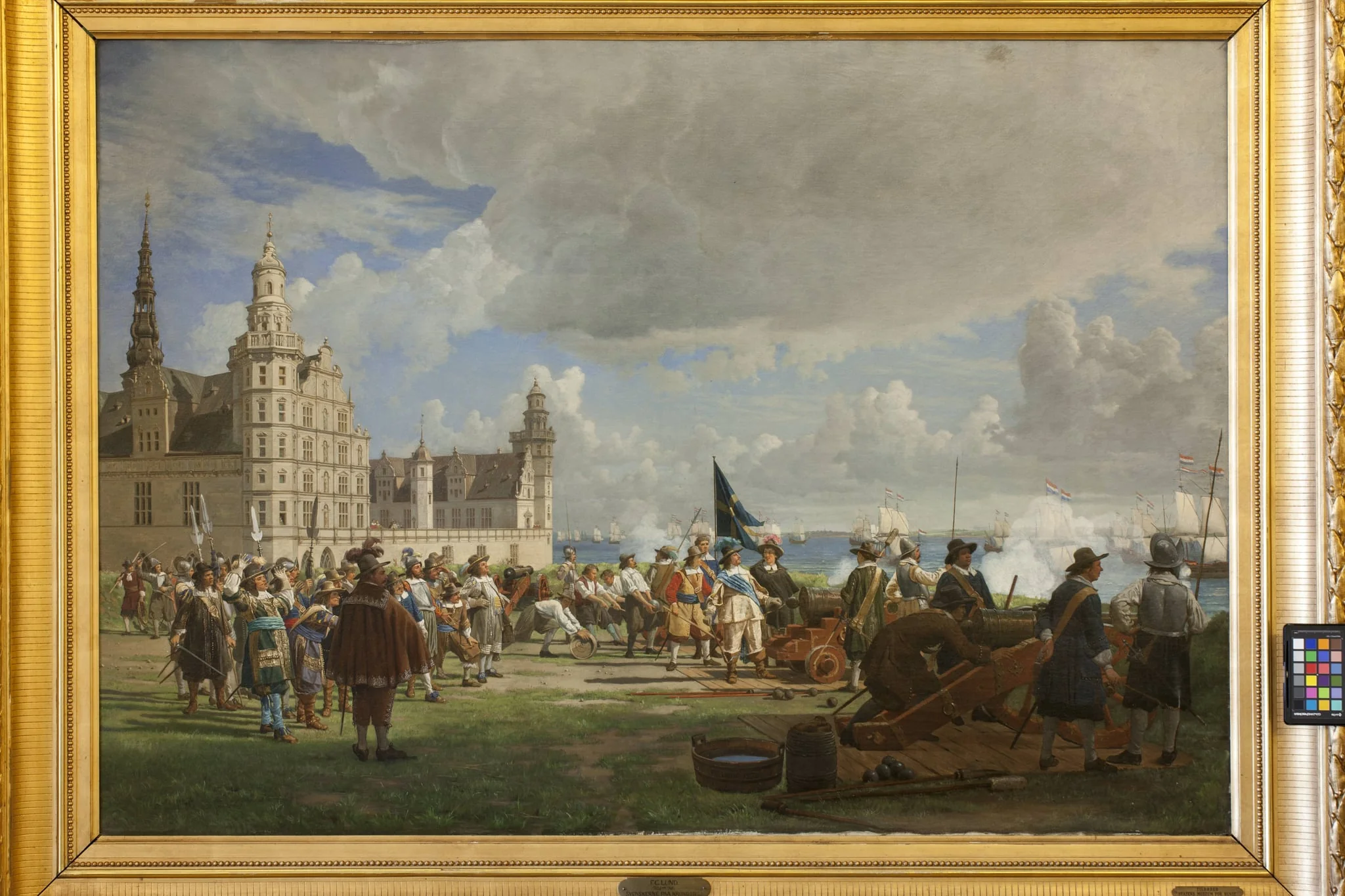 Den hollandske flåde under admiral Opdam passerer Sundet d. 29. oktober 1658 under Svenskekrigen 1657-60, by Unknown, 1872