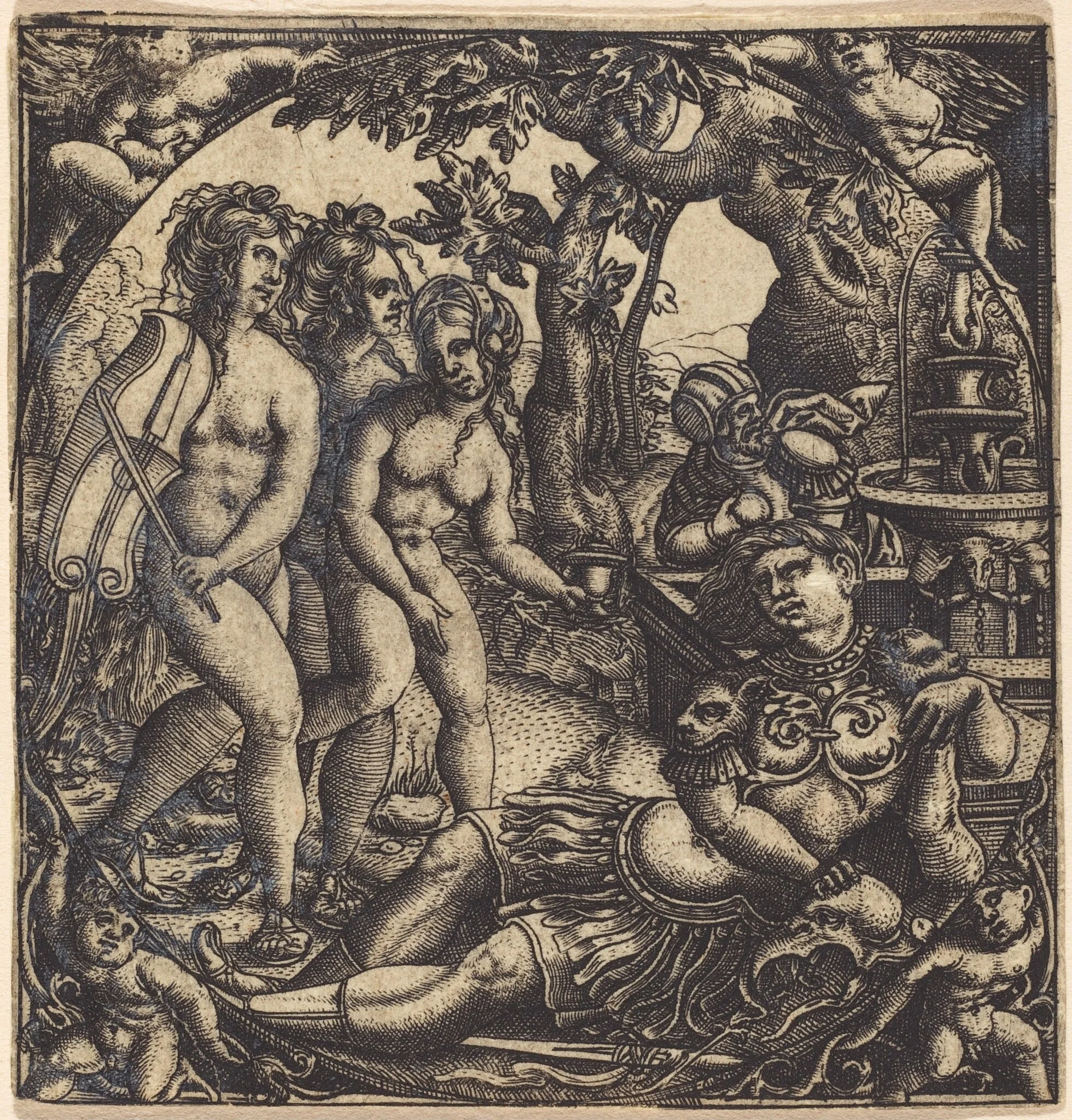 The Judgment of Paris, by French 16th Century, ink, 1550