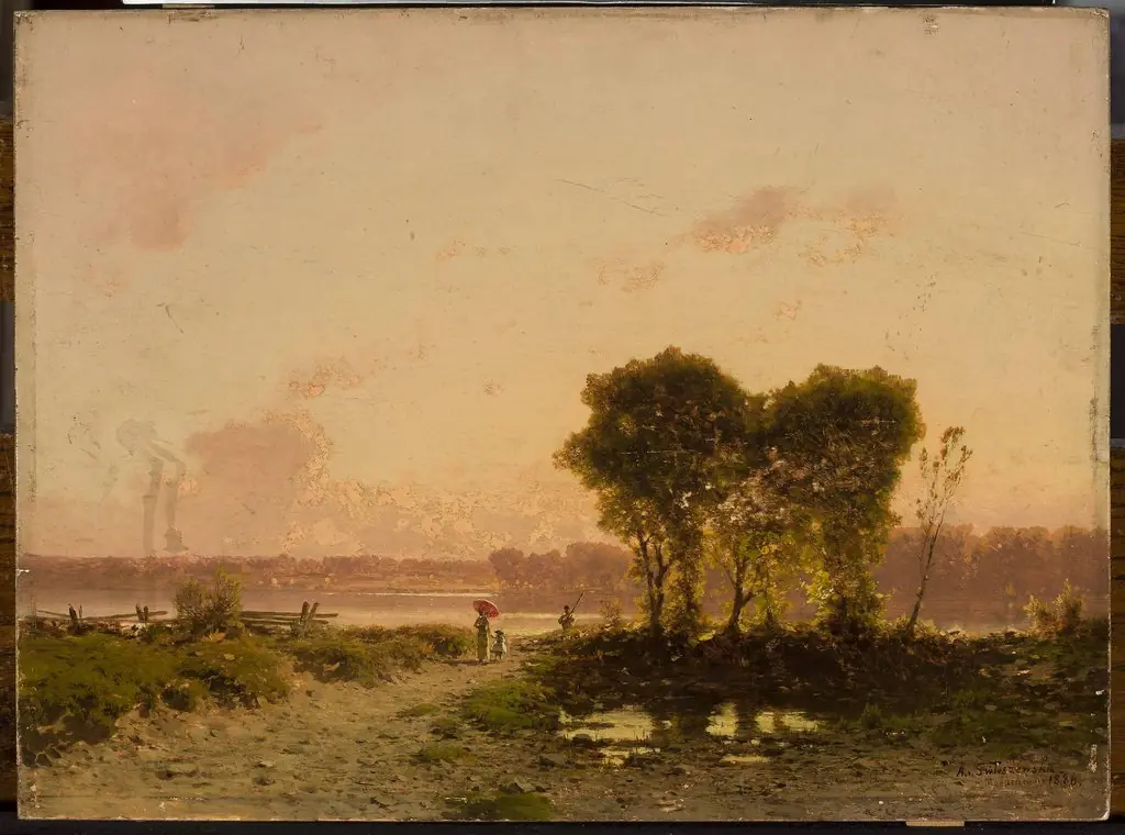 Landscape with a riverat sunset