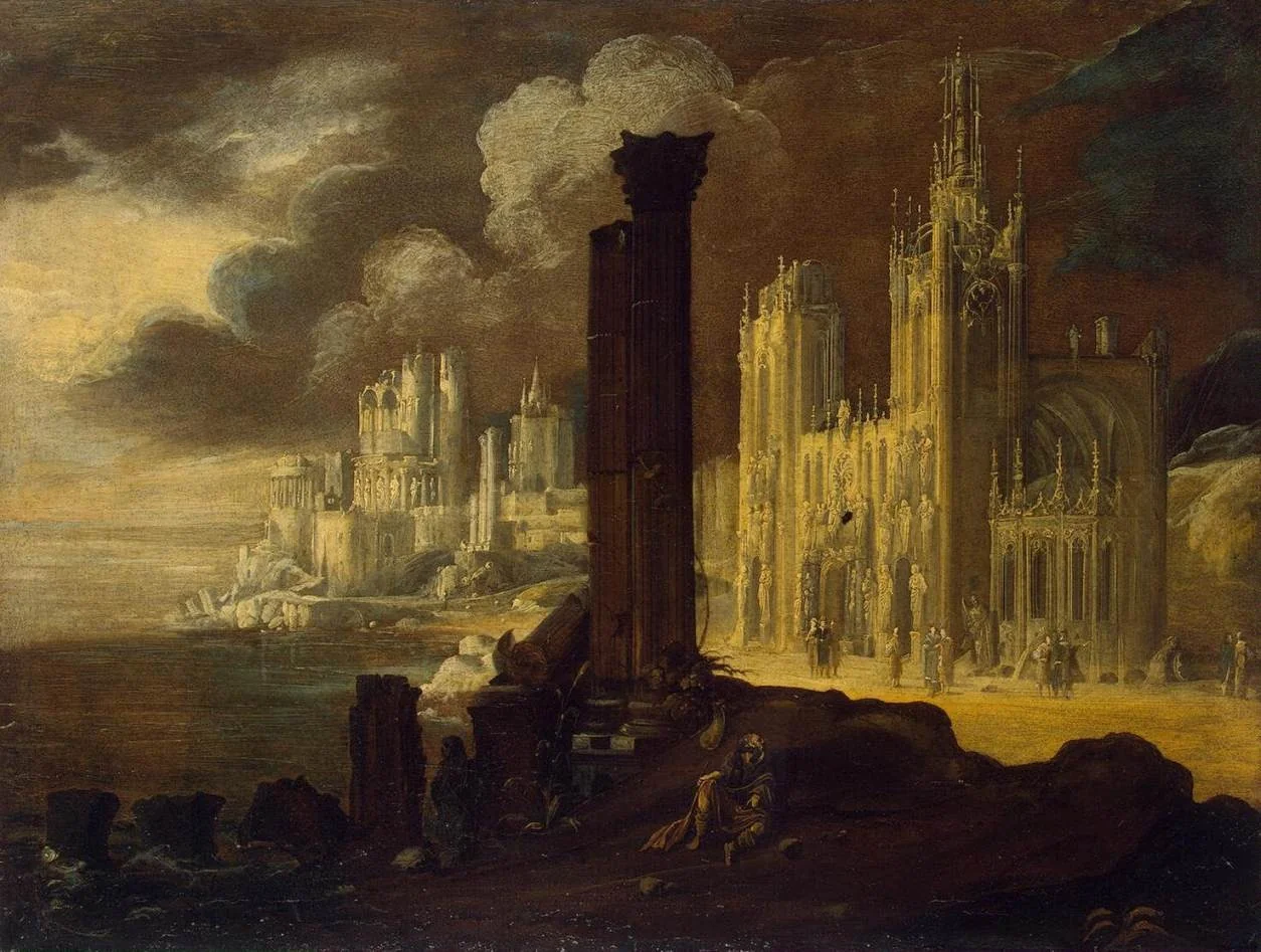 Landscape with Buildings, by Didier Barra, oil, 1650