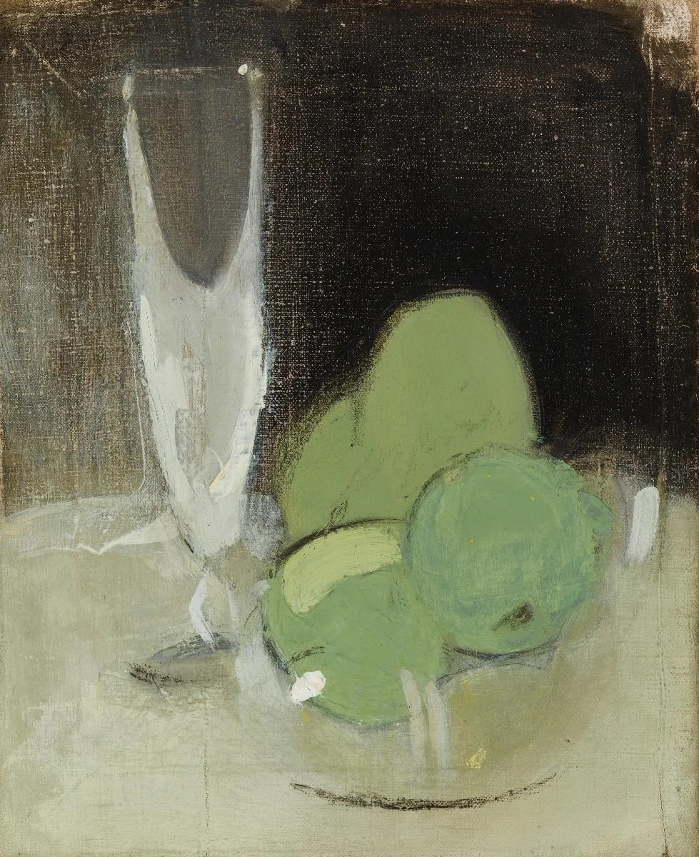 Vihreät omenat ja samppanjalasi, by Helene Schjerfbeck, unspecified