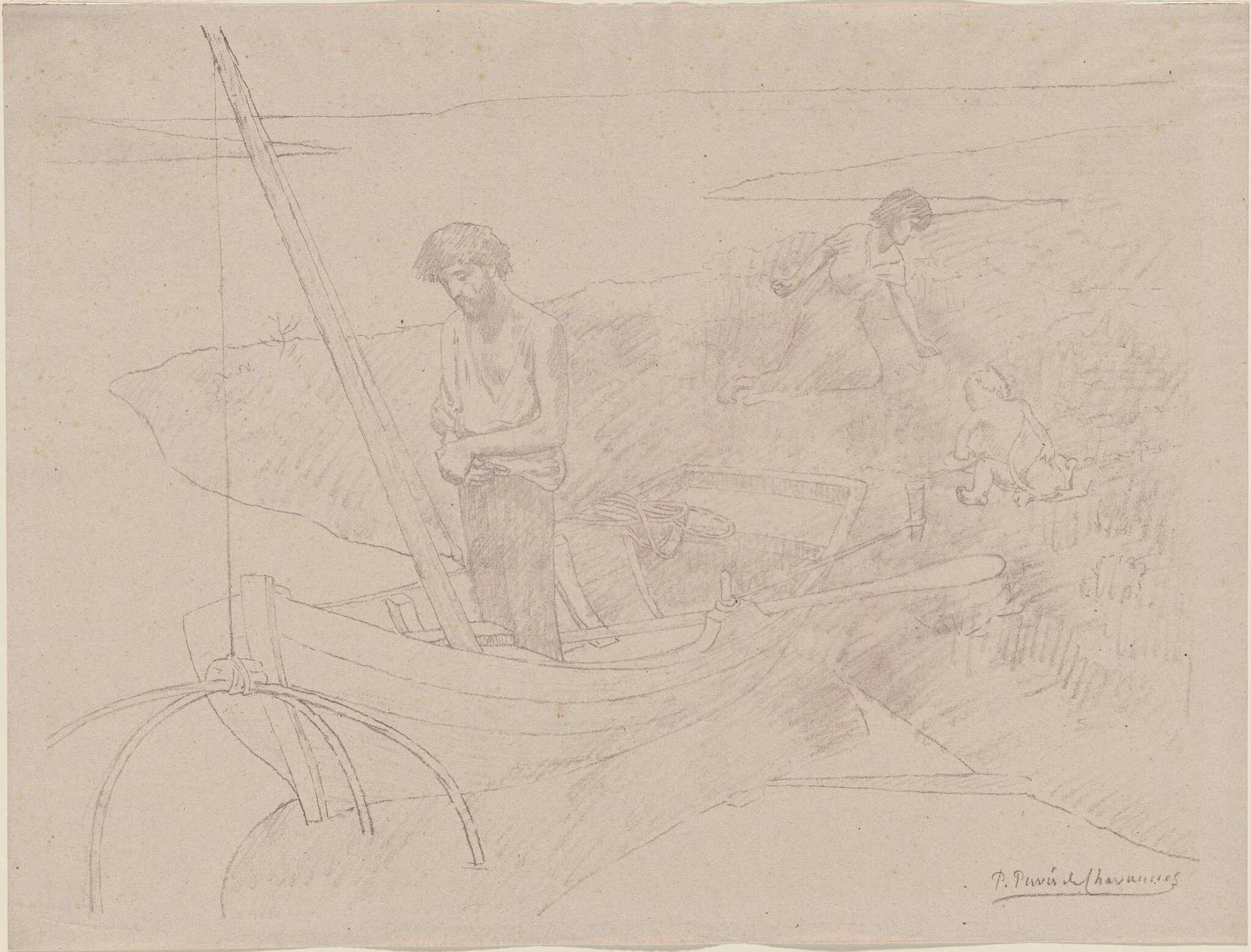 The Poor Fisherman (Le Pauvre pêcheur), by Pierre Puvis de Chavannes, ink, 1897