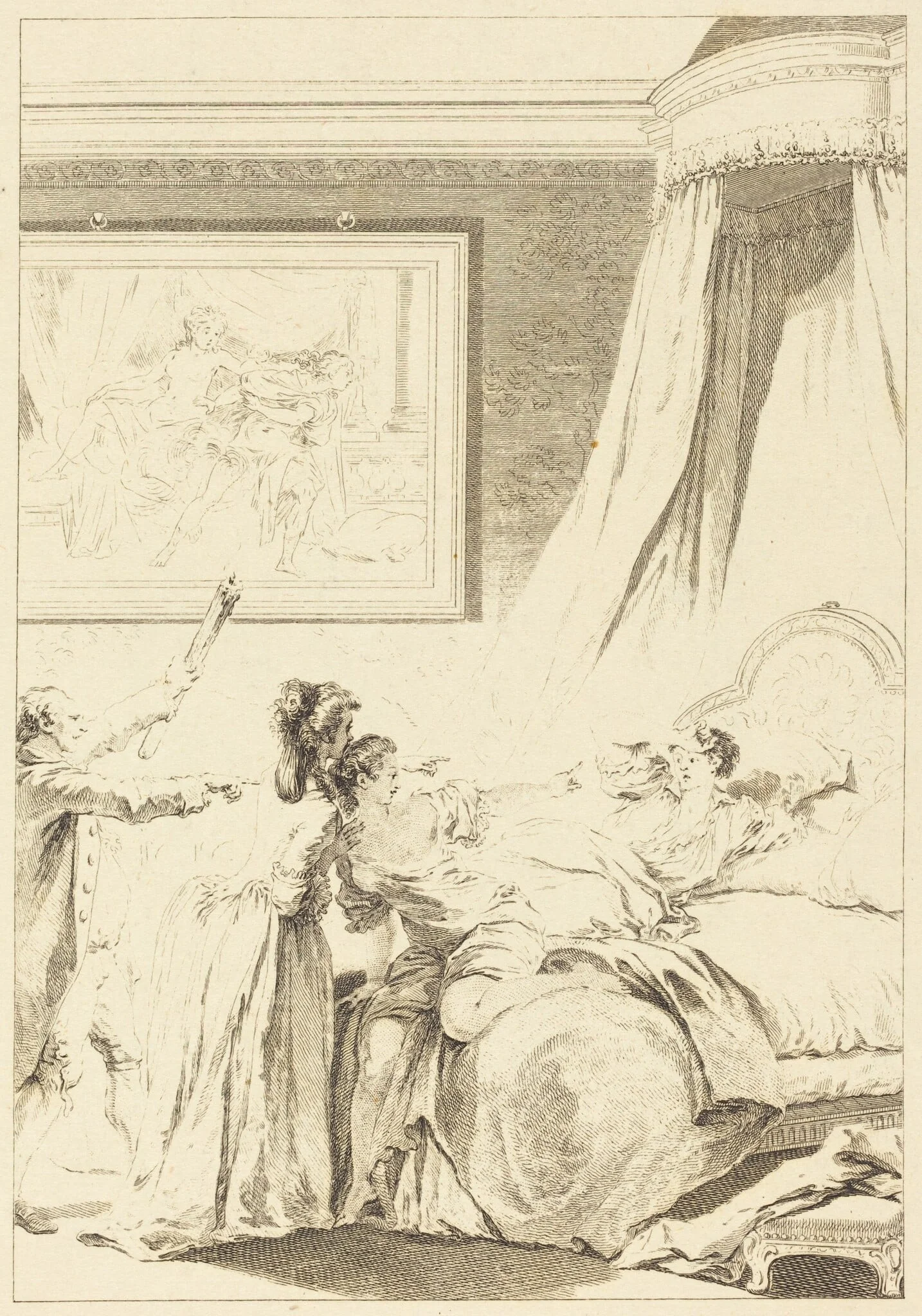 Le gascon puni, by Louis-Michel Halbou, ink, 1770