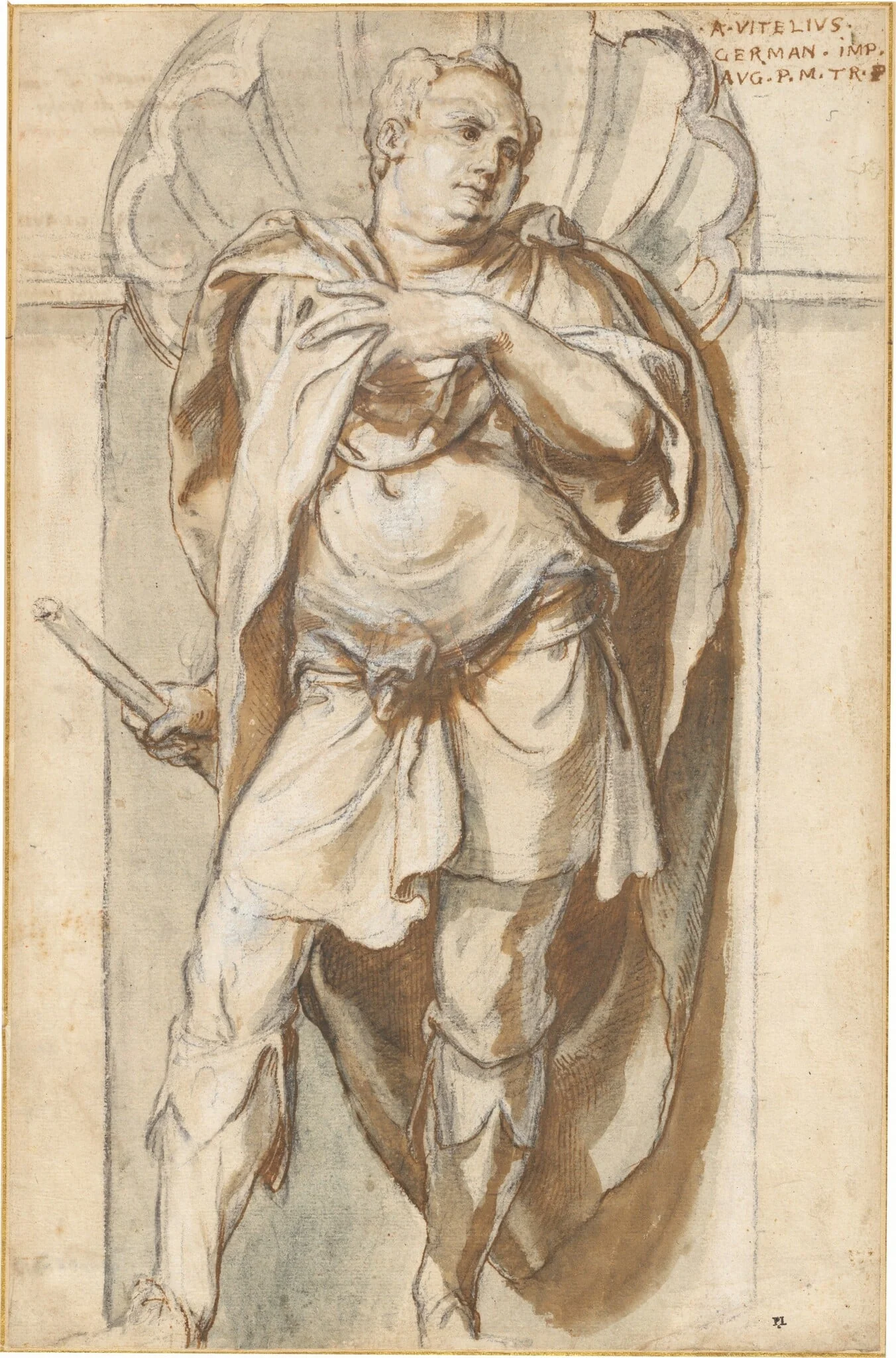 The Emperor Aulus Vitellius, by Paolo Farinati, ink, 1568