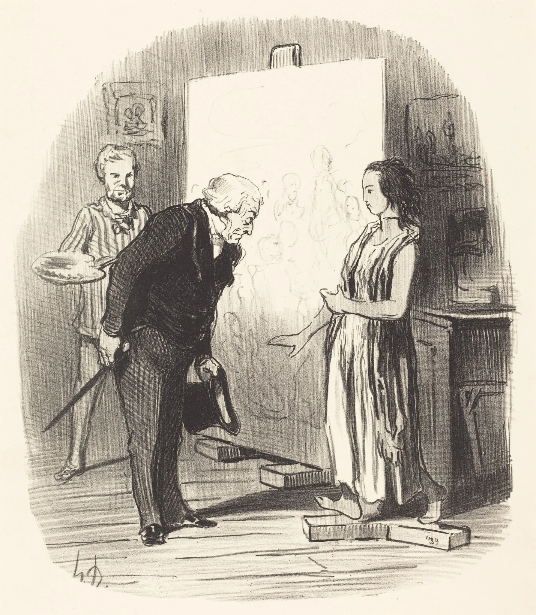 Madame, j'ai bien l'honneur!, by Honoré Daumier, ink, 1848