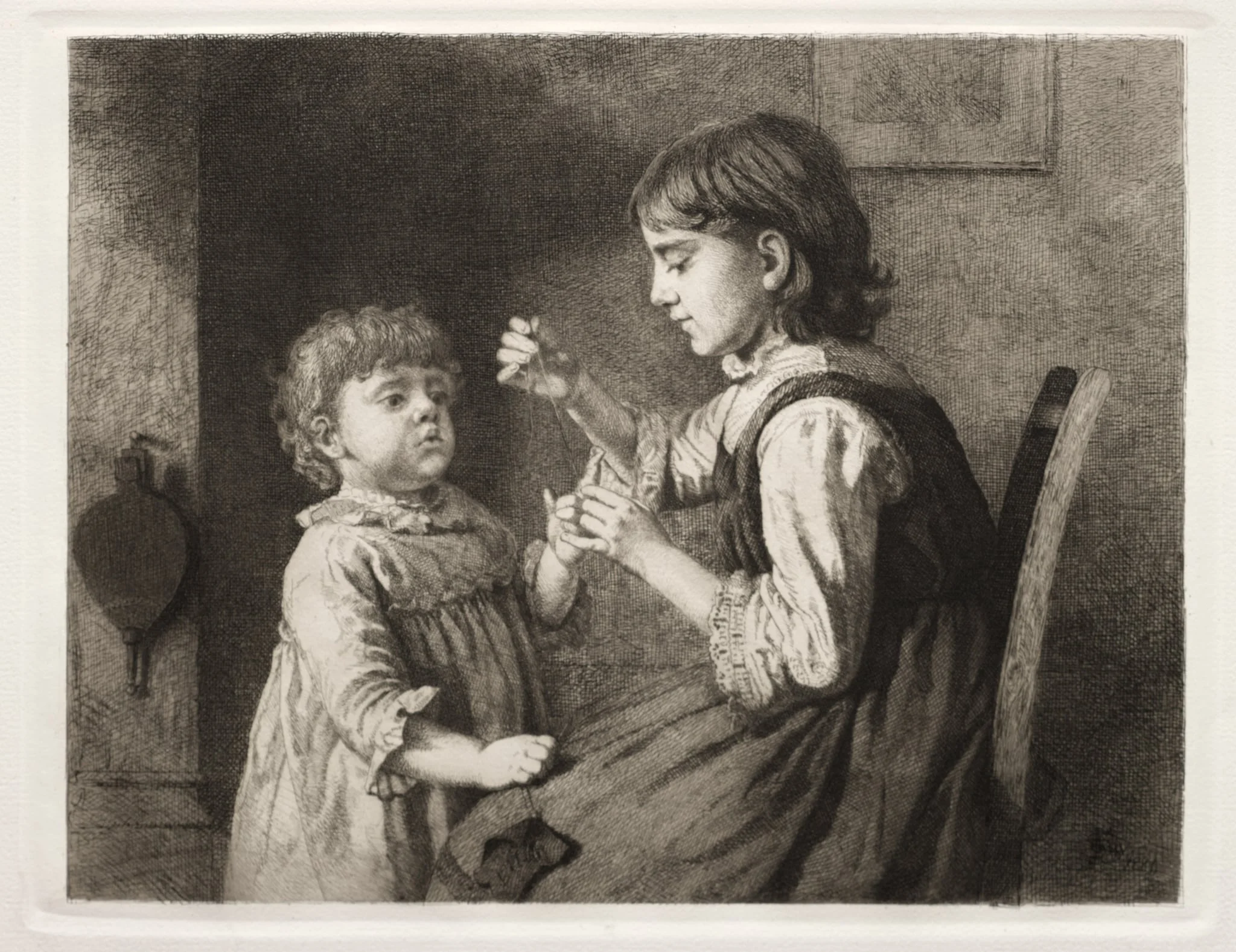 The First Needlework, by Seymour Joseph Guy, 1884