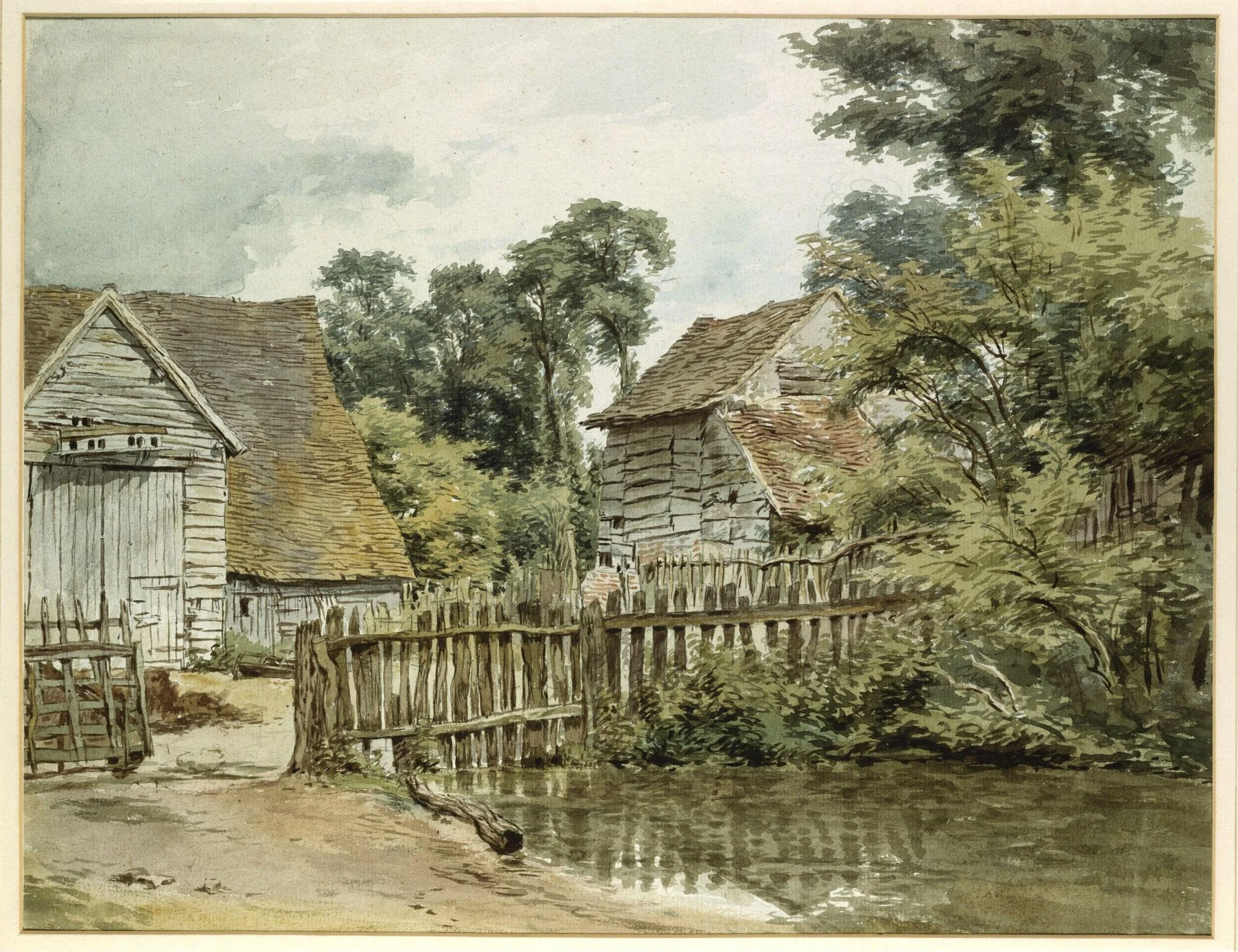 Farmyard with a pool, by William Henry Hunt, watercolor, 1850