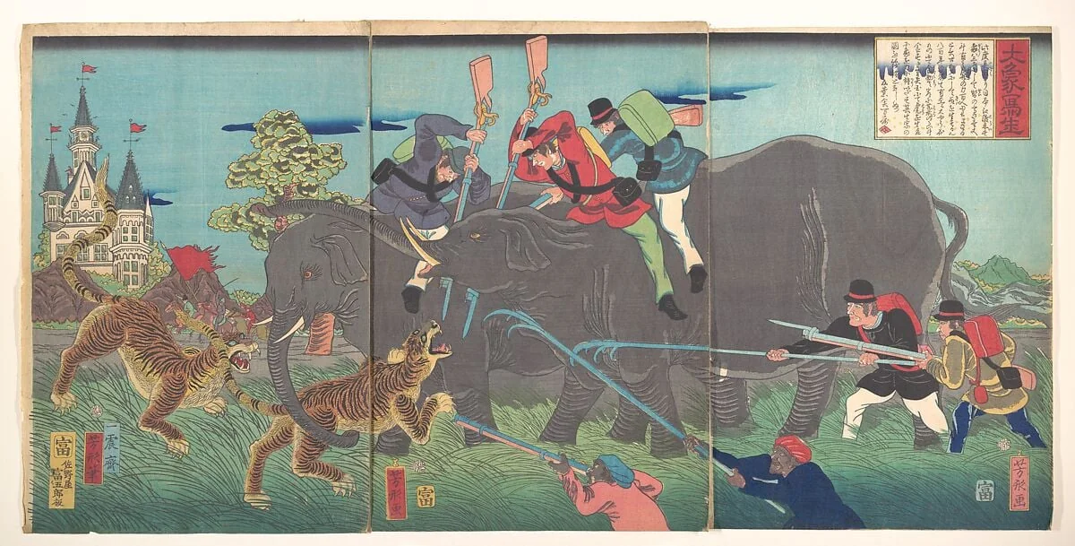 Daizō shasei|Big Elephants Being Attacked