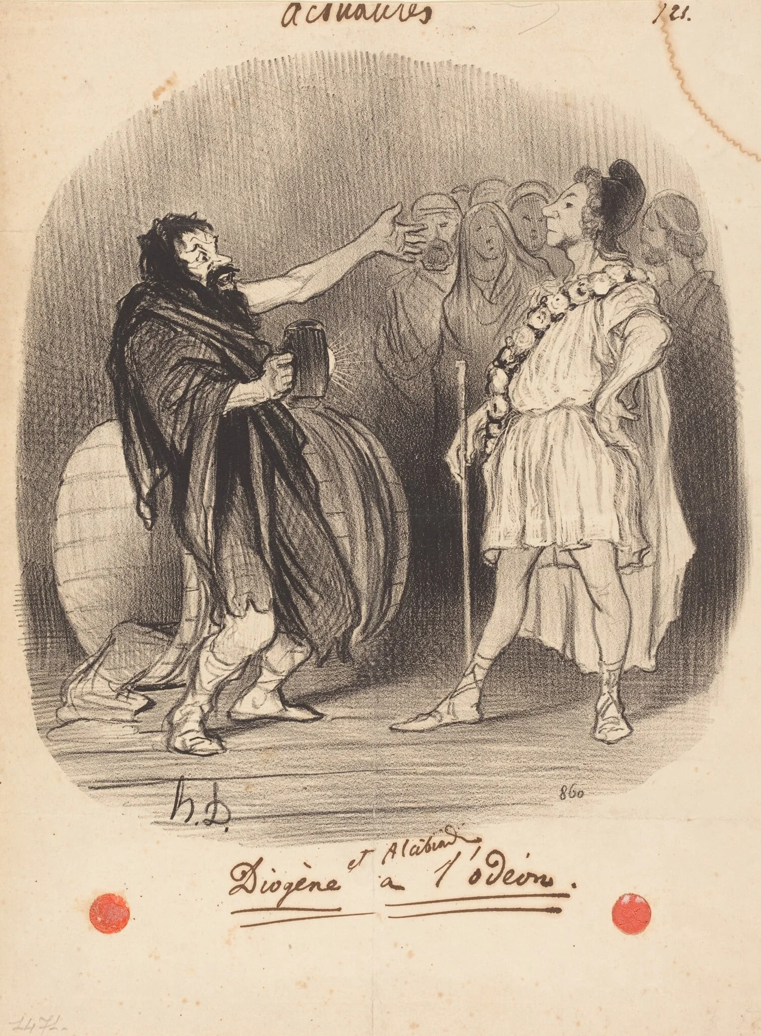 Diogène et Alcibiade a l'Odéon, by Honoré Daumier, ink, 1846