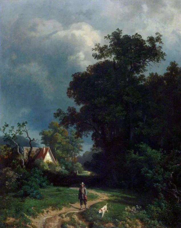 Landscape with a Farm House, by Heinrich Deiters, oil, 1860