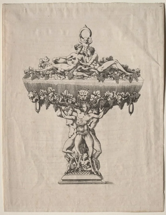 Covered Cup with Grape Festoon