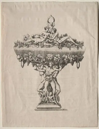 Covered Cup with Grape Festoon