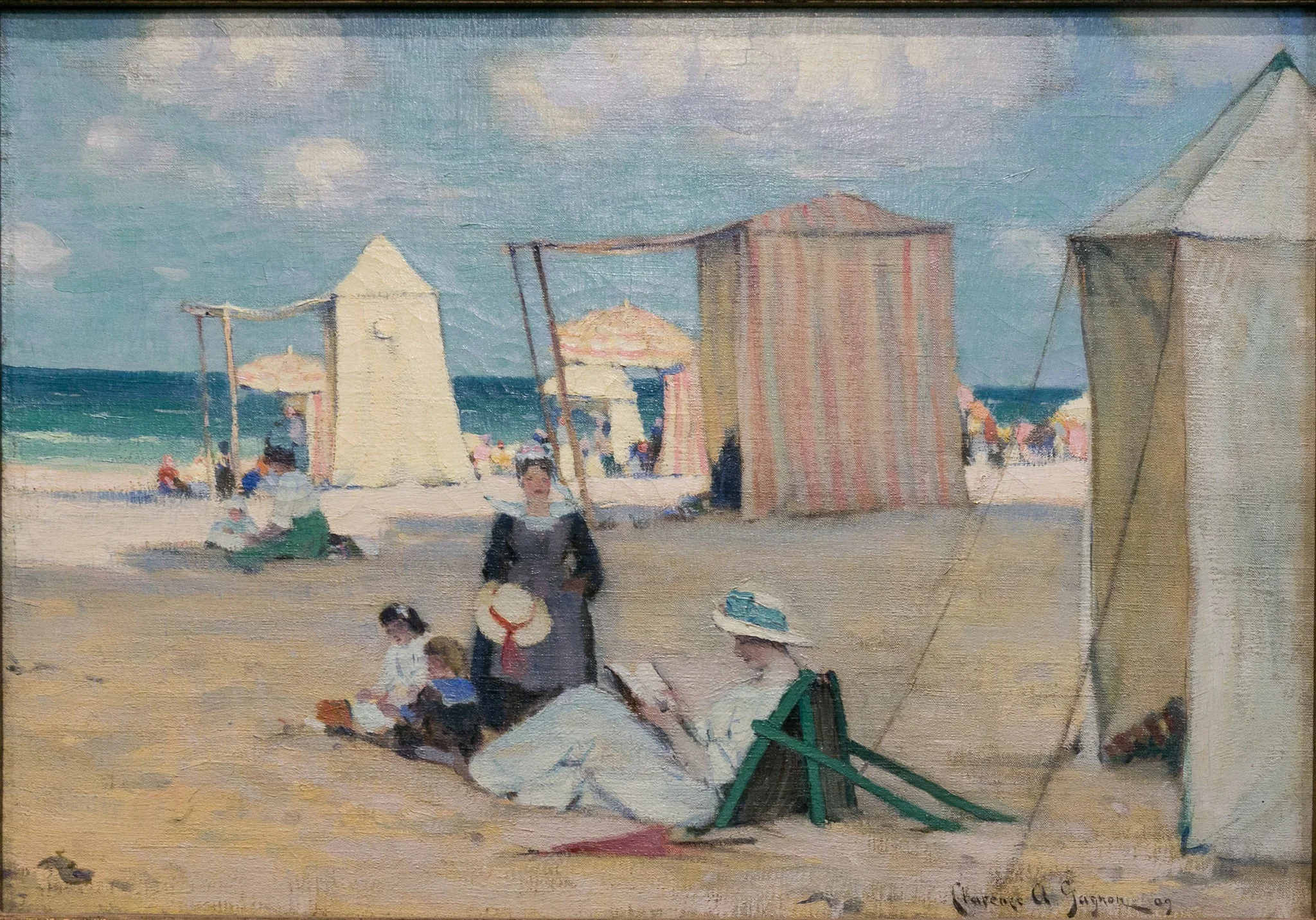 The Beach at Dinard, by Clarence Gagnon, oil, 1909