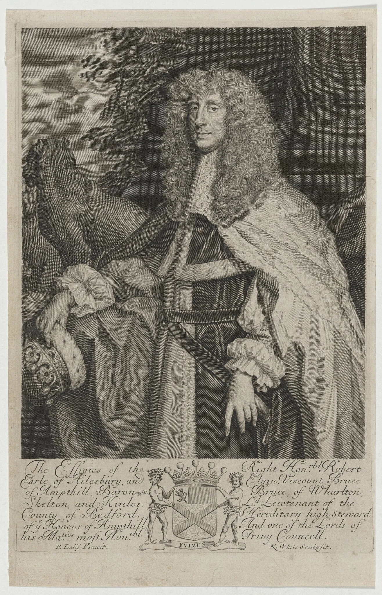 Robert Bruce, First Earl of Arlesbury, by Robert White, ink, 1674