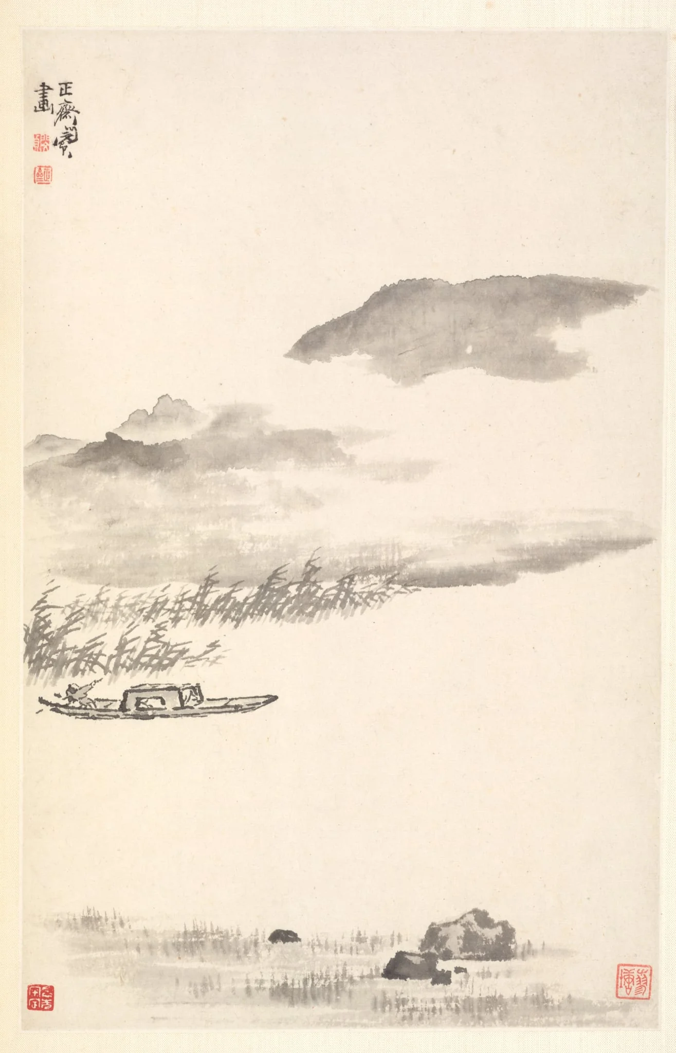 River Landscape, by Min Zhen, unspecified, 1788