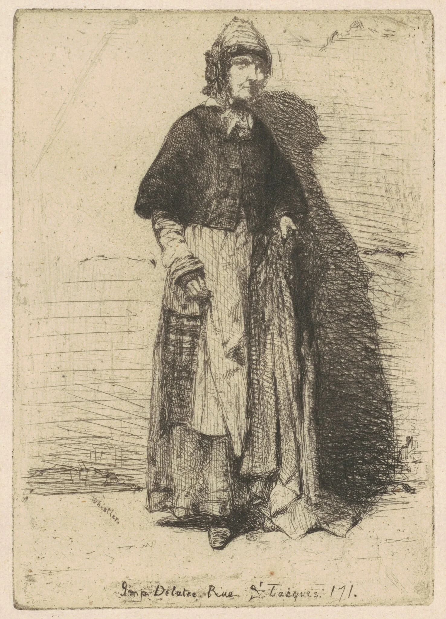 La Mère Gérard, by James McNeill Whistler, ink, 1858