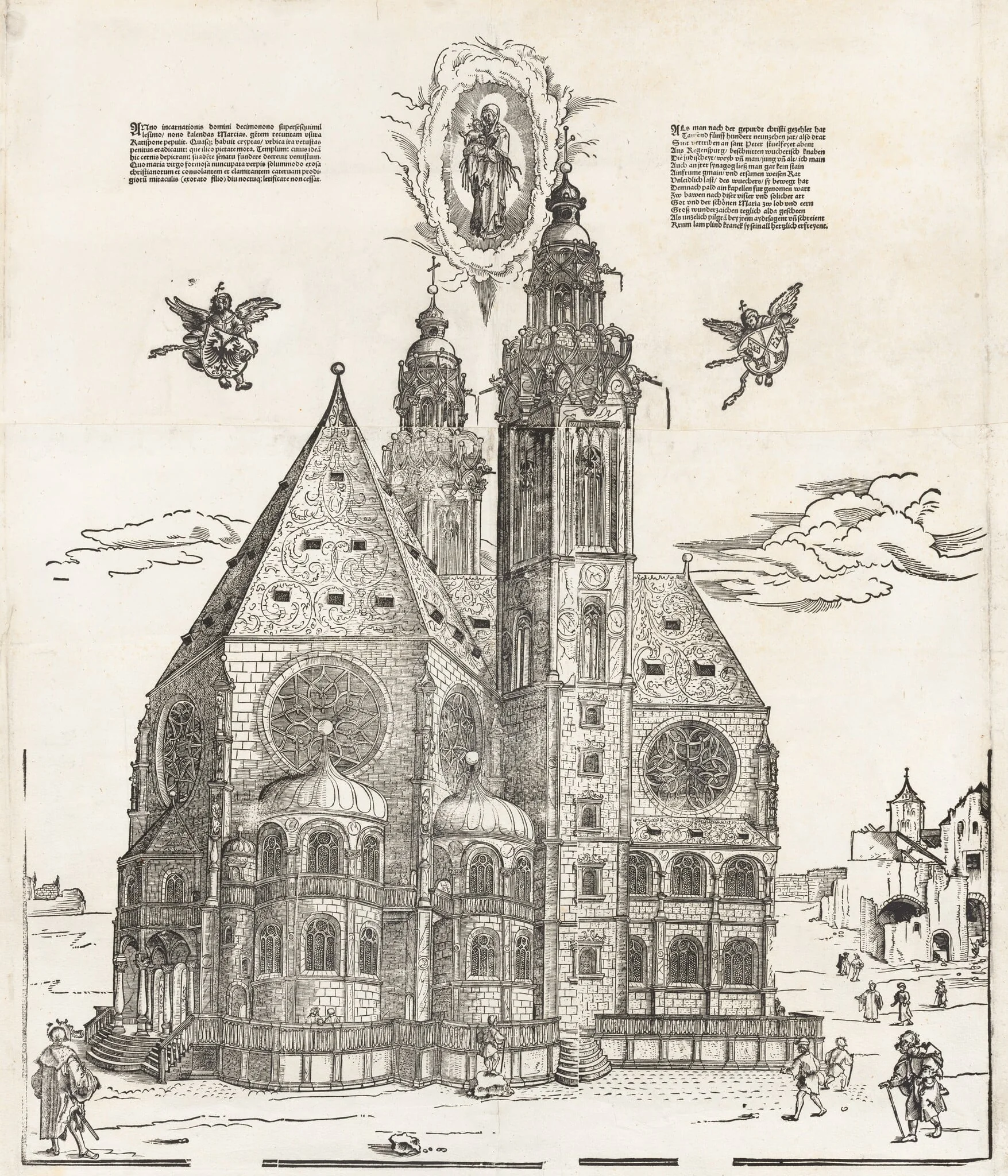 The New Church of the Beautiful Virgin at Regensburg, by Michael Ostendorfer, ink, 1520