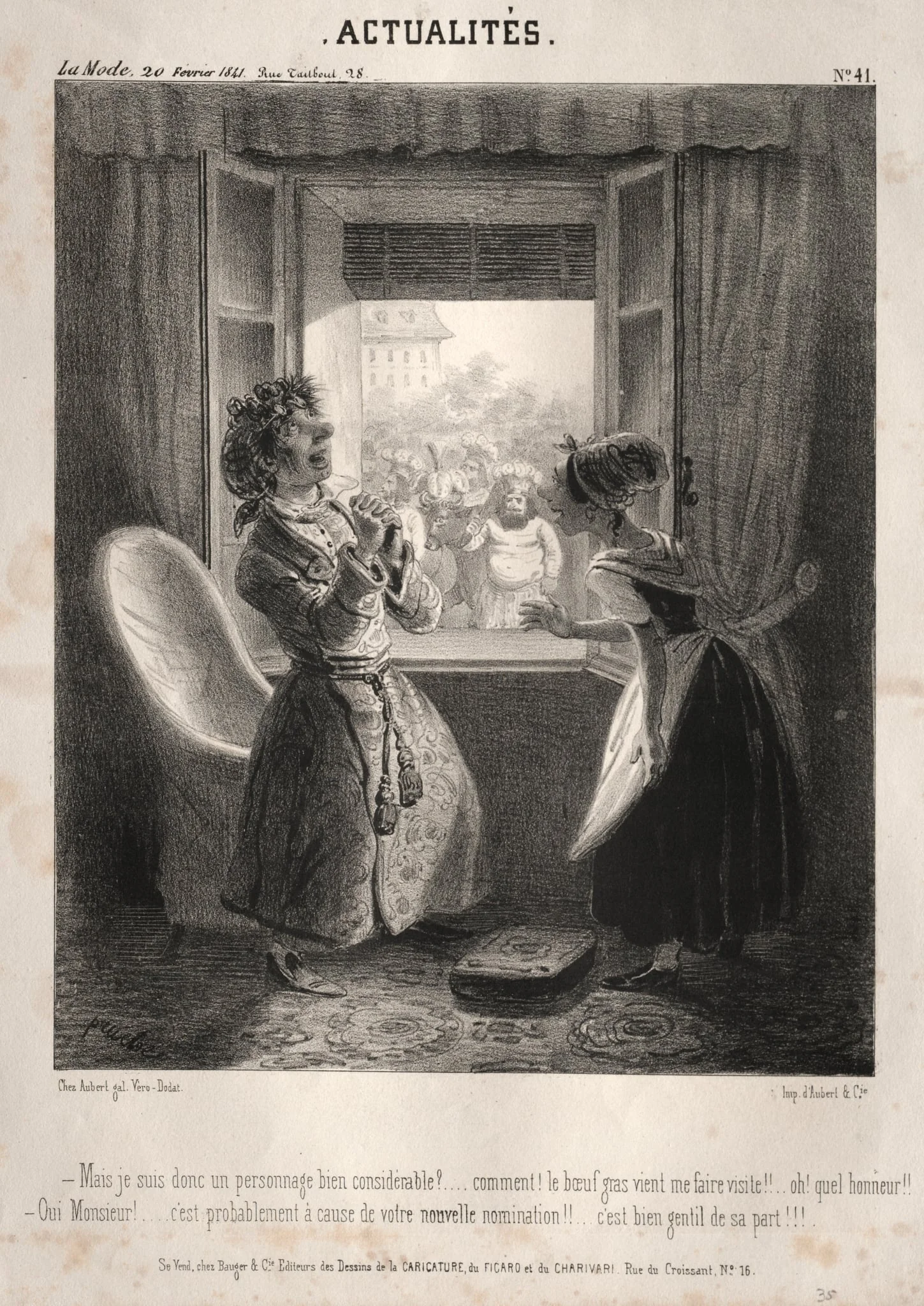 Actualités:  ---Mais je suis donc un personnage bien considerable?, by Clémente Pruche, 1841