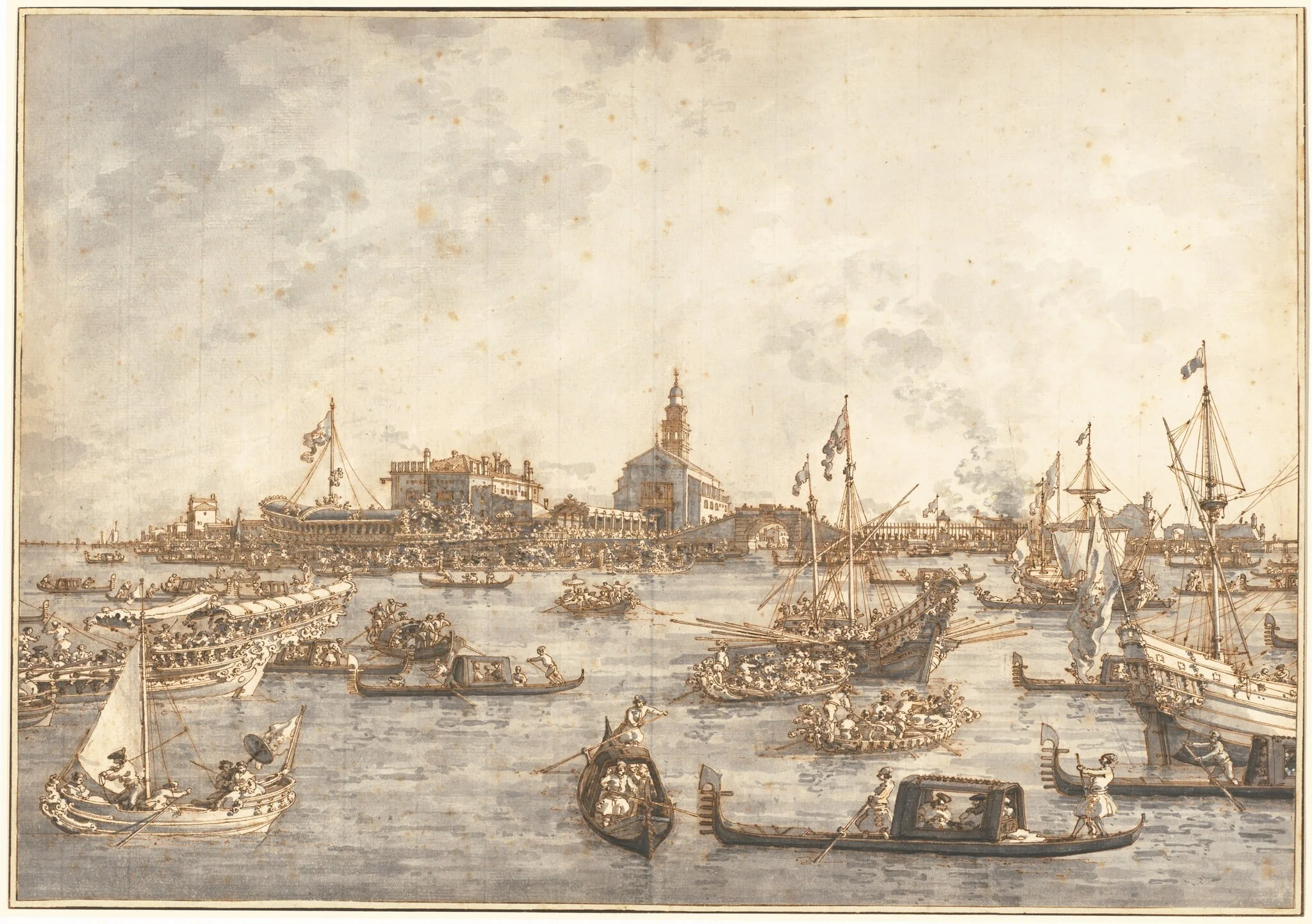 Ascension Day Festival at Venice, by Canaletto, ink, 1766