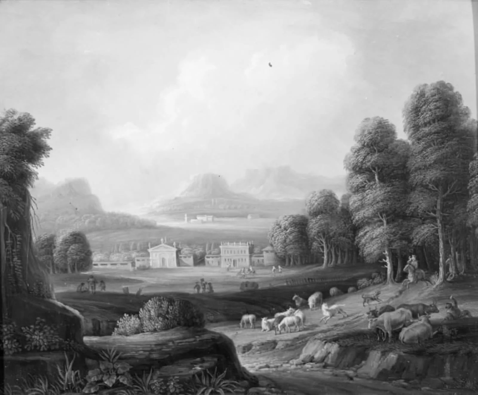 A Landscape with Villas in the Middle Distance and Mountains in the Background, by Unknown, unspecified, 1741