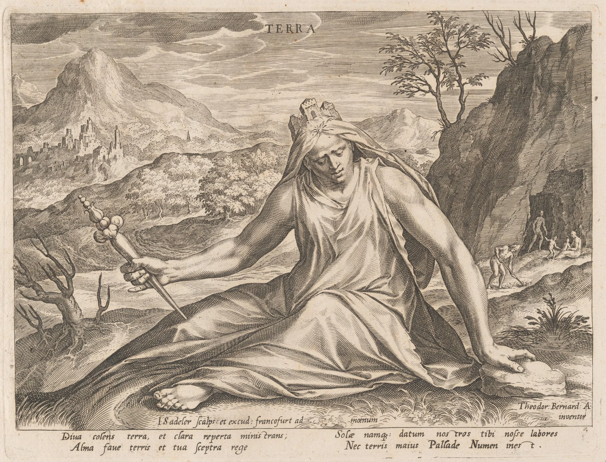 Terra (Earth), by Jan Sadeler I, ink, 1587