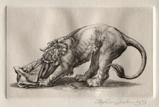 Illustration for "Peronnik the Fool":  A Lion Tearing at a Sack