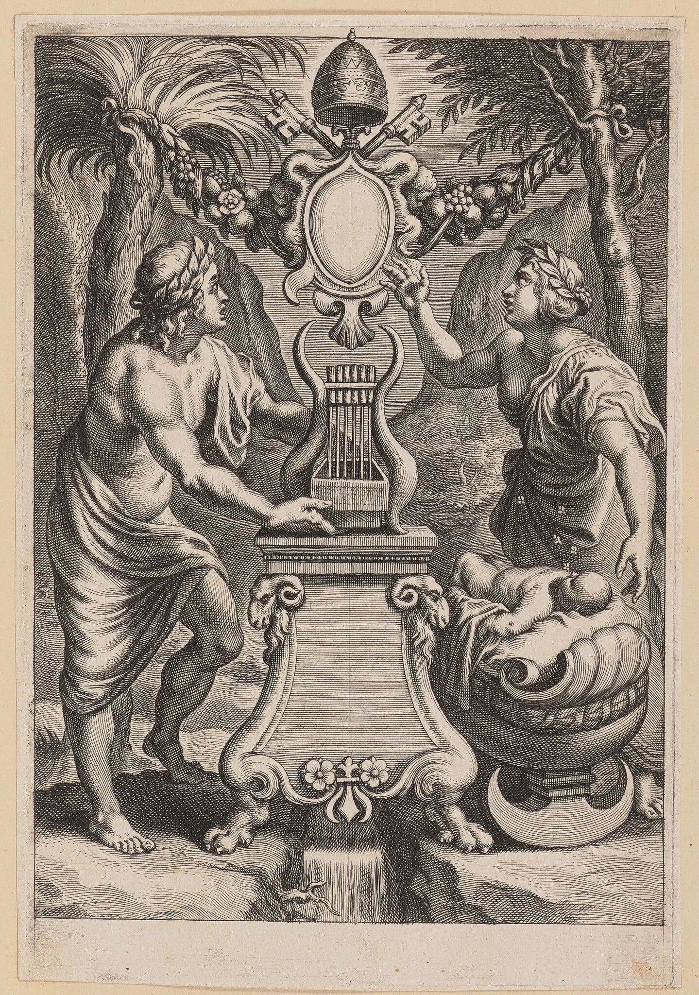 Title Page for M.C. Sarbievski, Lyricorum Libri IV, by Cornelis Galle I, ink, 1632