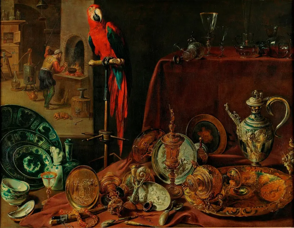 Still life with parrot, an allegory of fire