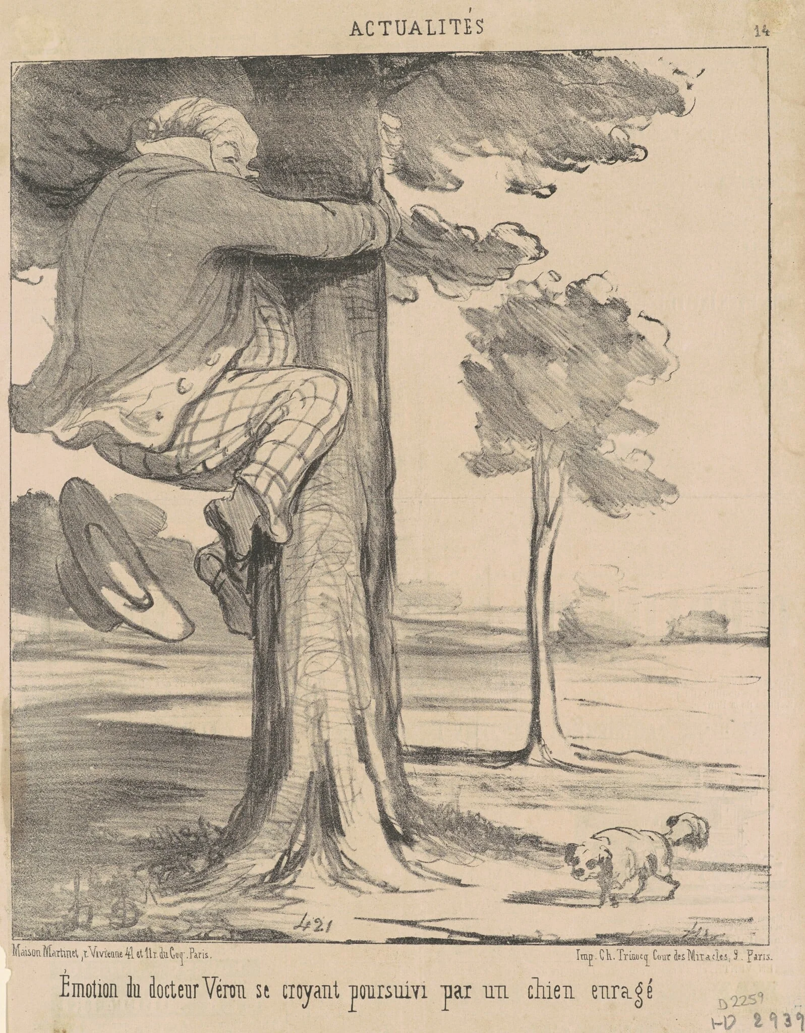 Emotion du docteur Véron ..., by Honoré Daumier, ink, 1852