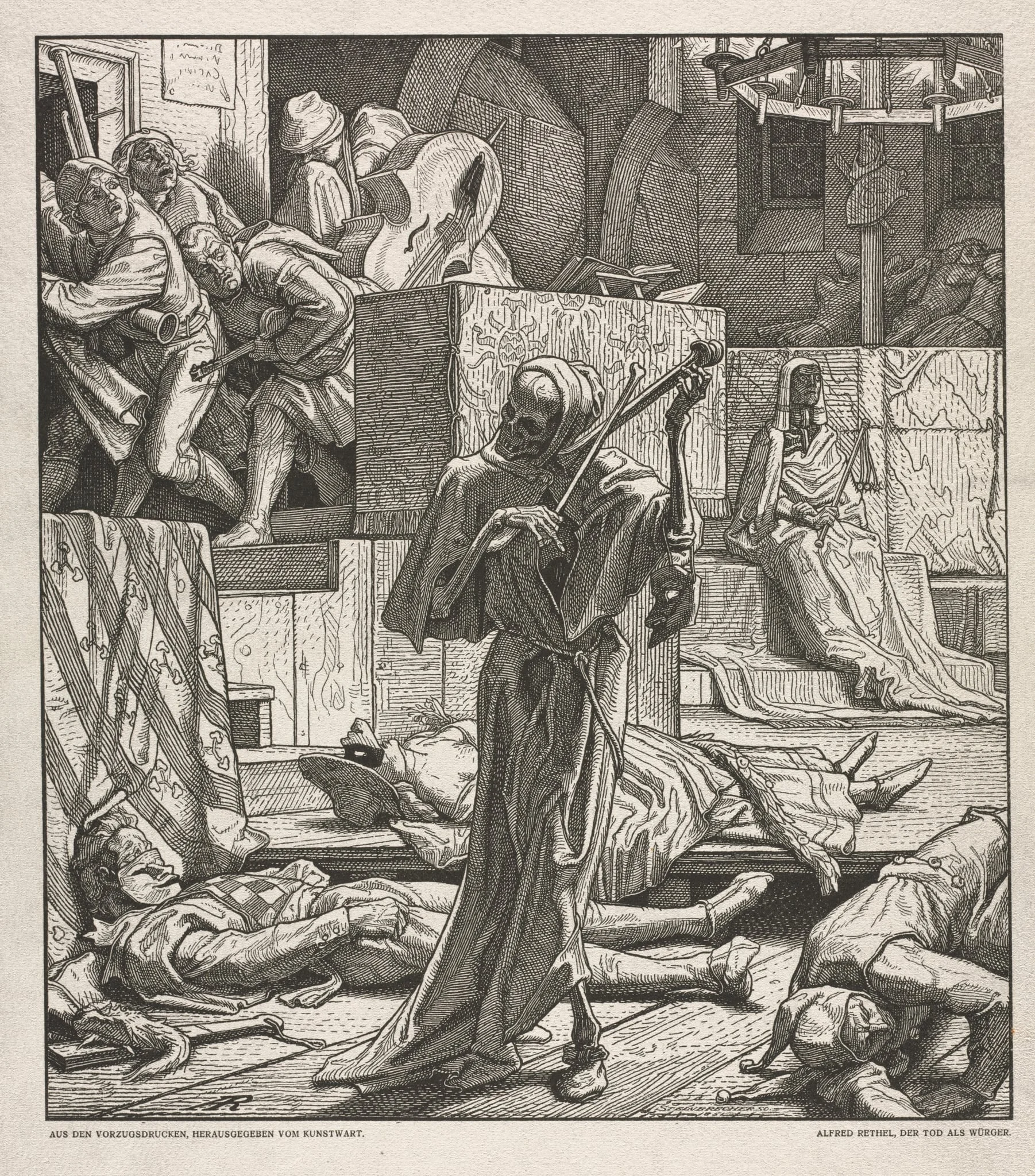 Dance of Death:  Death the Strangler, by Alfred Rethel, 1850