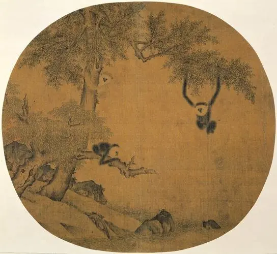 Gibbons Playing in Tree Branches
