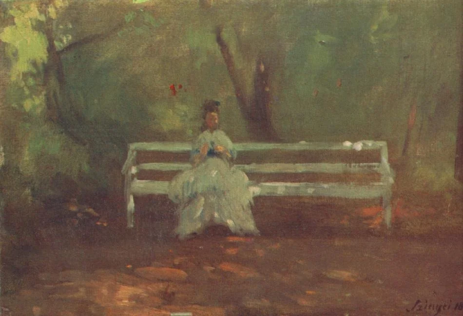 Woman on a Garden Seat, by Pál Szinyei Merse, oil, 1873