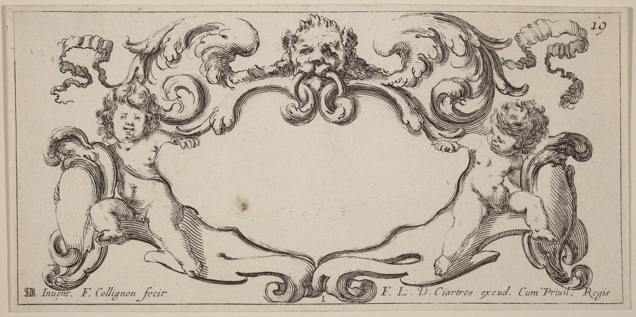 Cartouche, by François Collignon, ink, 1646