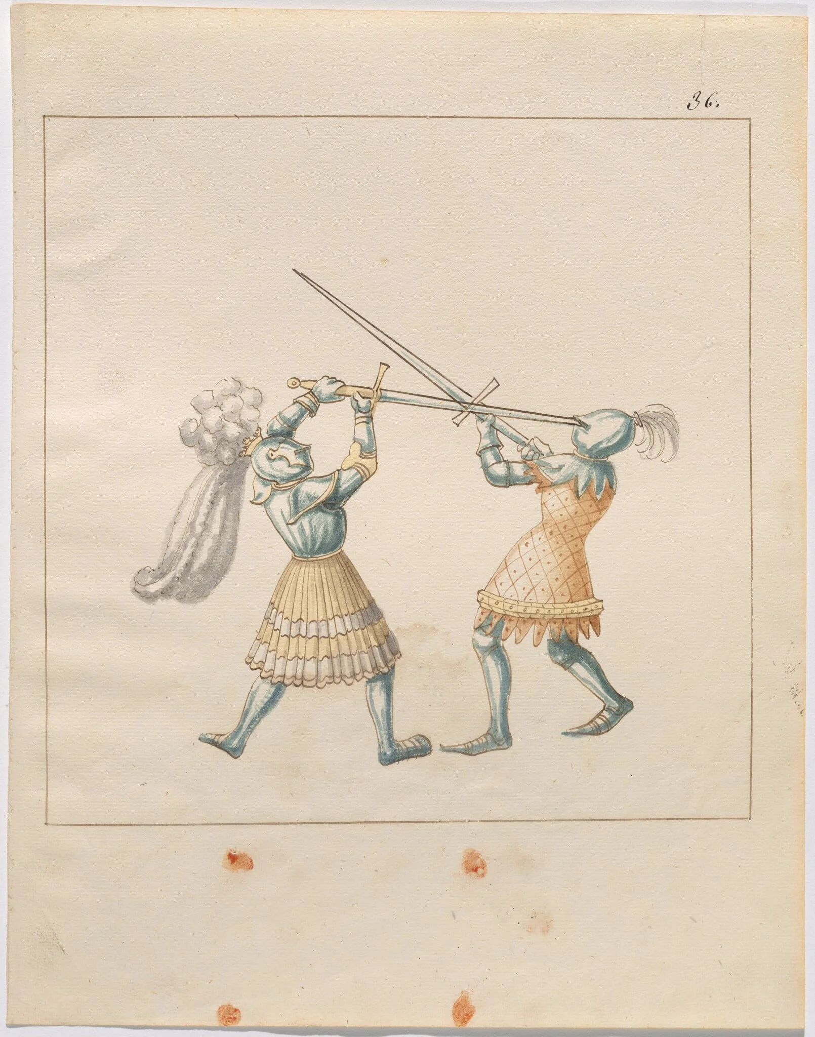 Foot Combat with Longswords, by German 16th Century, ink, 1514