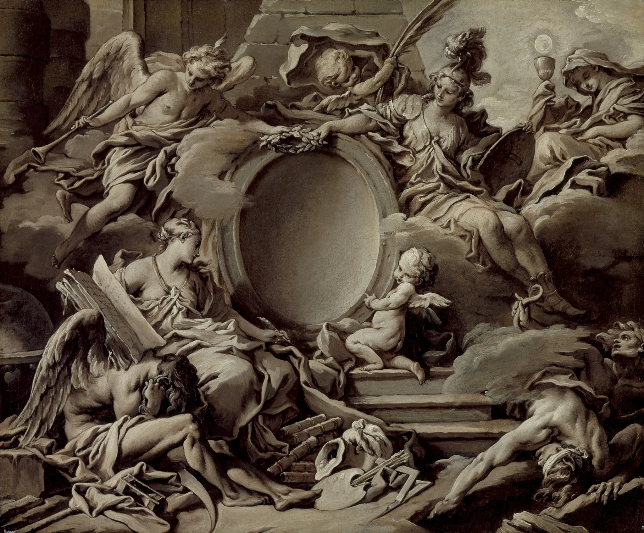 Project for a Cartouche: An Allegory of Minerva, Fame, History and Faith Overcoming Ignorance and Time