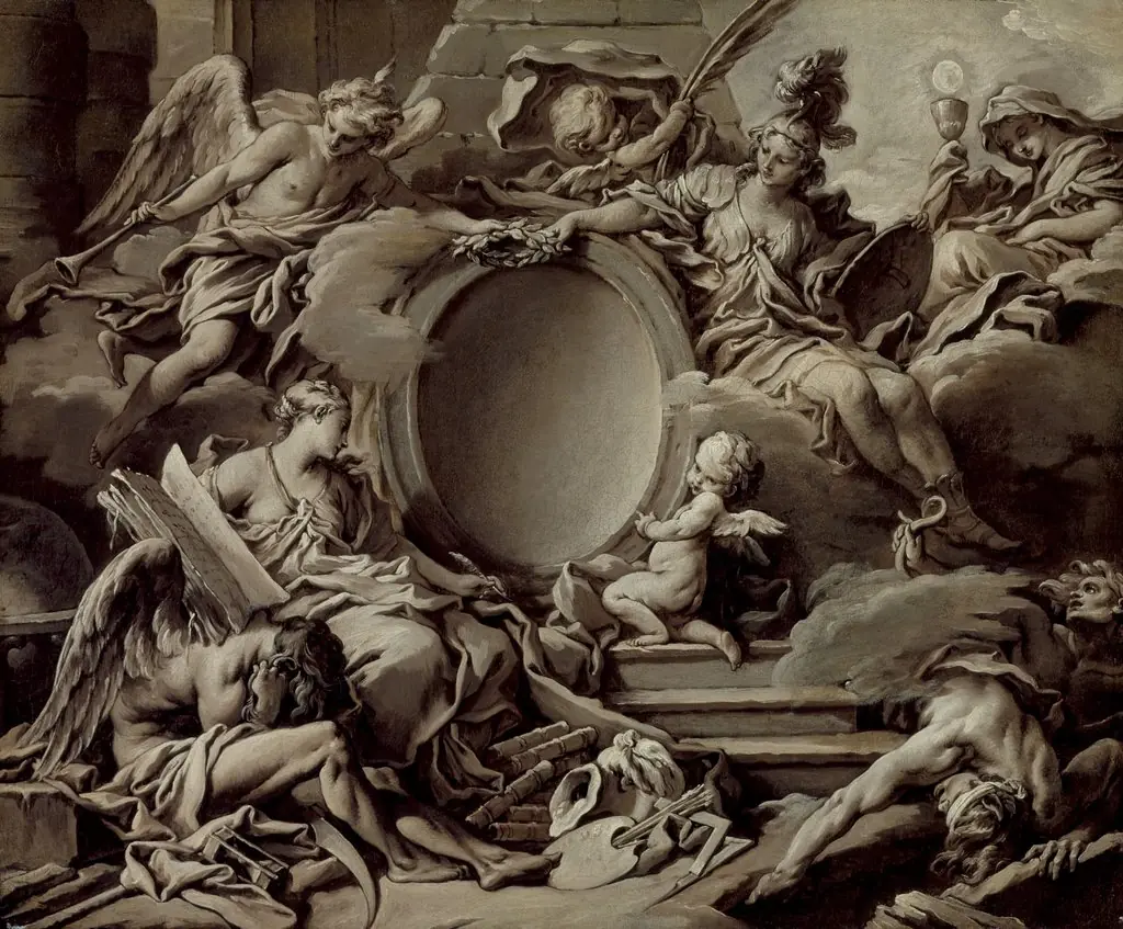 Project for a Cartouche: An Allegory of Minerva, Fame, History and Faith Overcoming Ignorance and Time