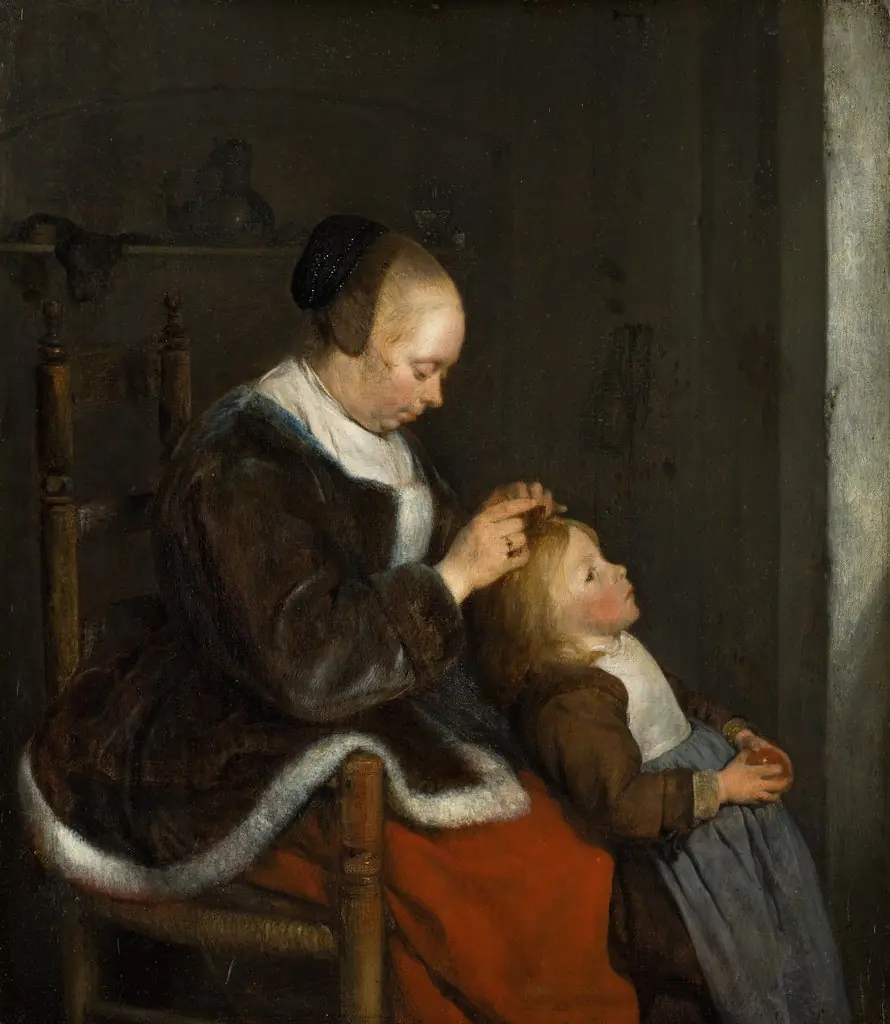 Mother Delousing her Child’s Hair