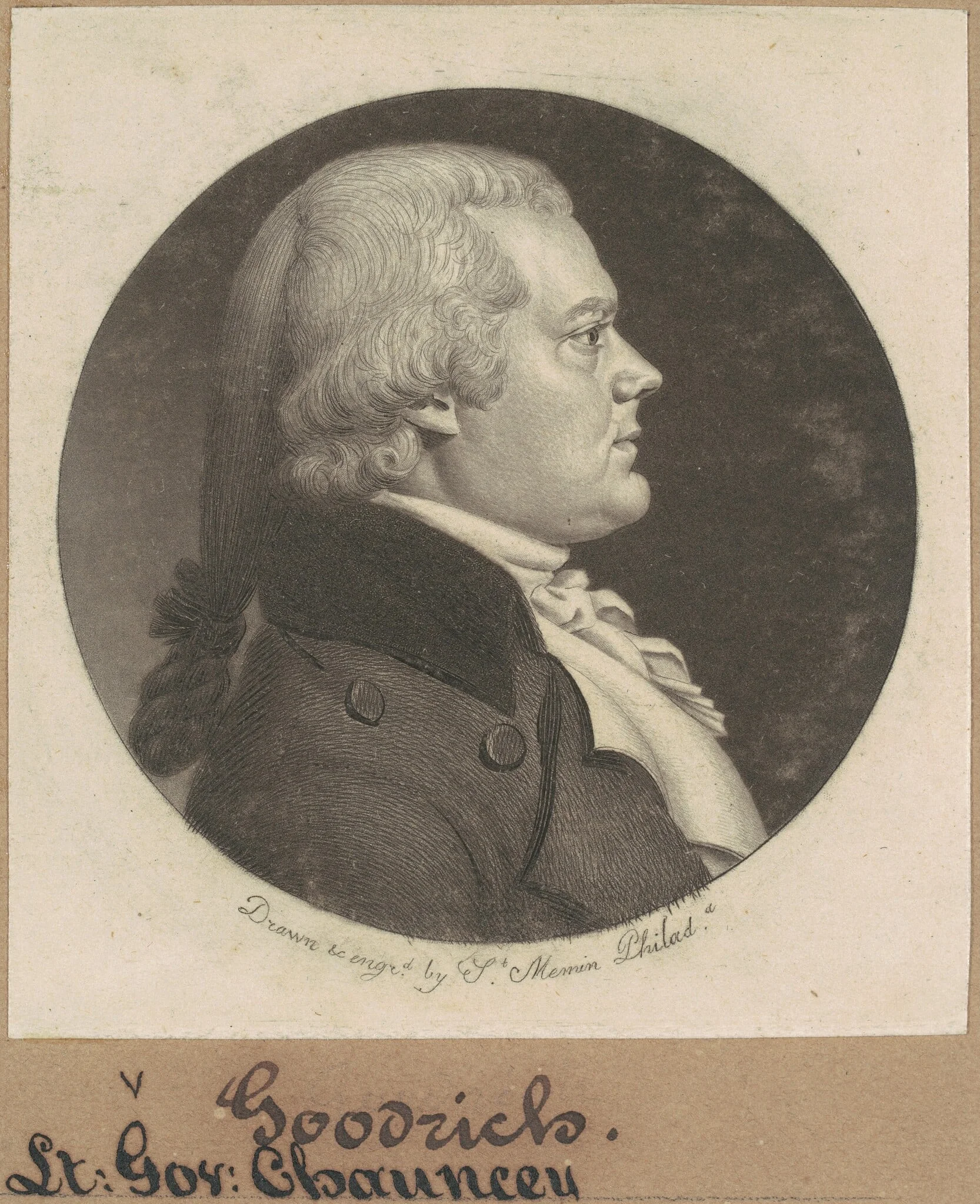 Chauncey Goodrich, by Charles Balthazar Julien Févret de Saint-Mémin, ink, 1799