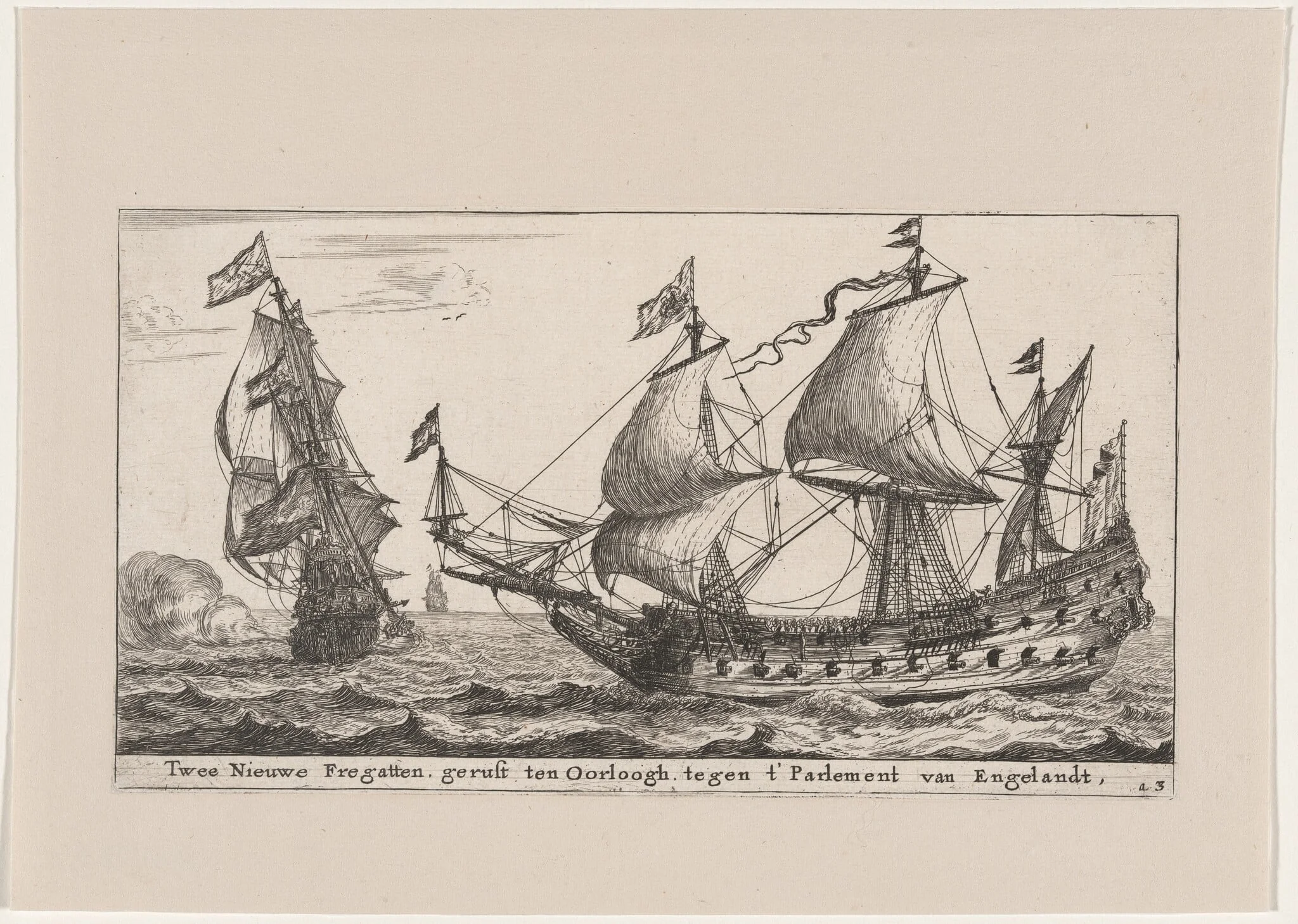 Two Dutch Frigates, by Nooms, called Zeeman, Reinier, ink, 1653