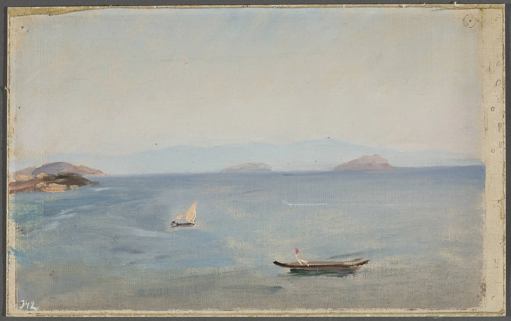 View of the mountainous seaside. From the journey to Constantinople