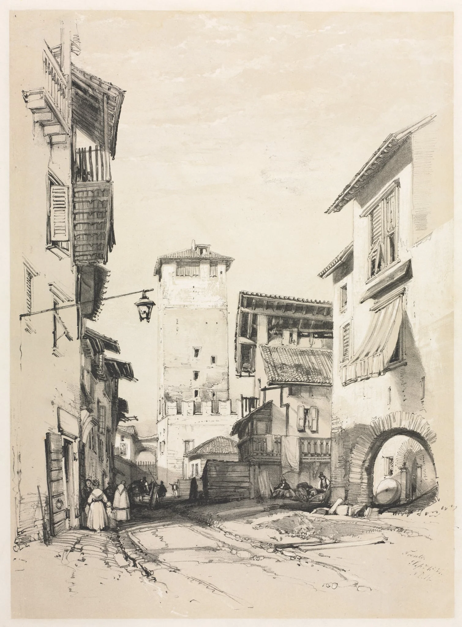 Sketches at Home and Abroad: Trento, by James Duffield Harding, 1834