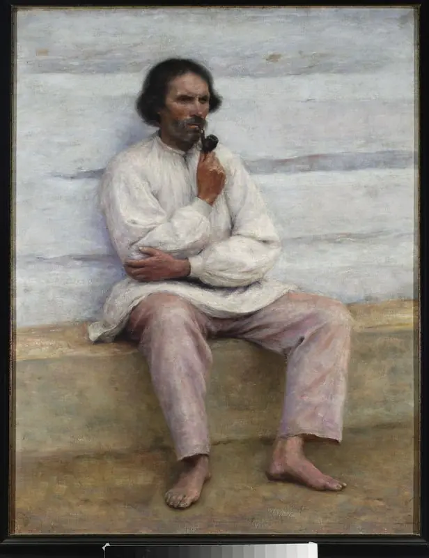 Peasant smoking a pipe, study for the painting “Peasant coffin”
