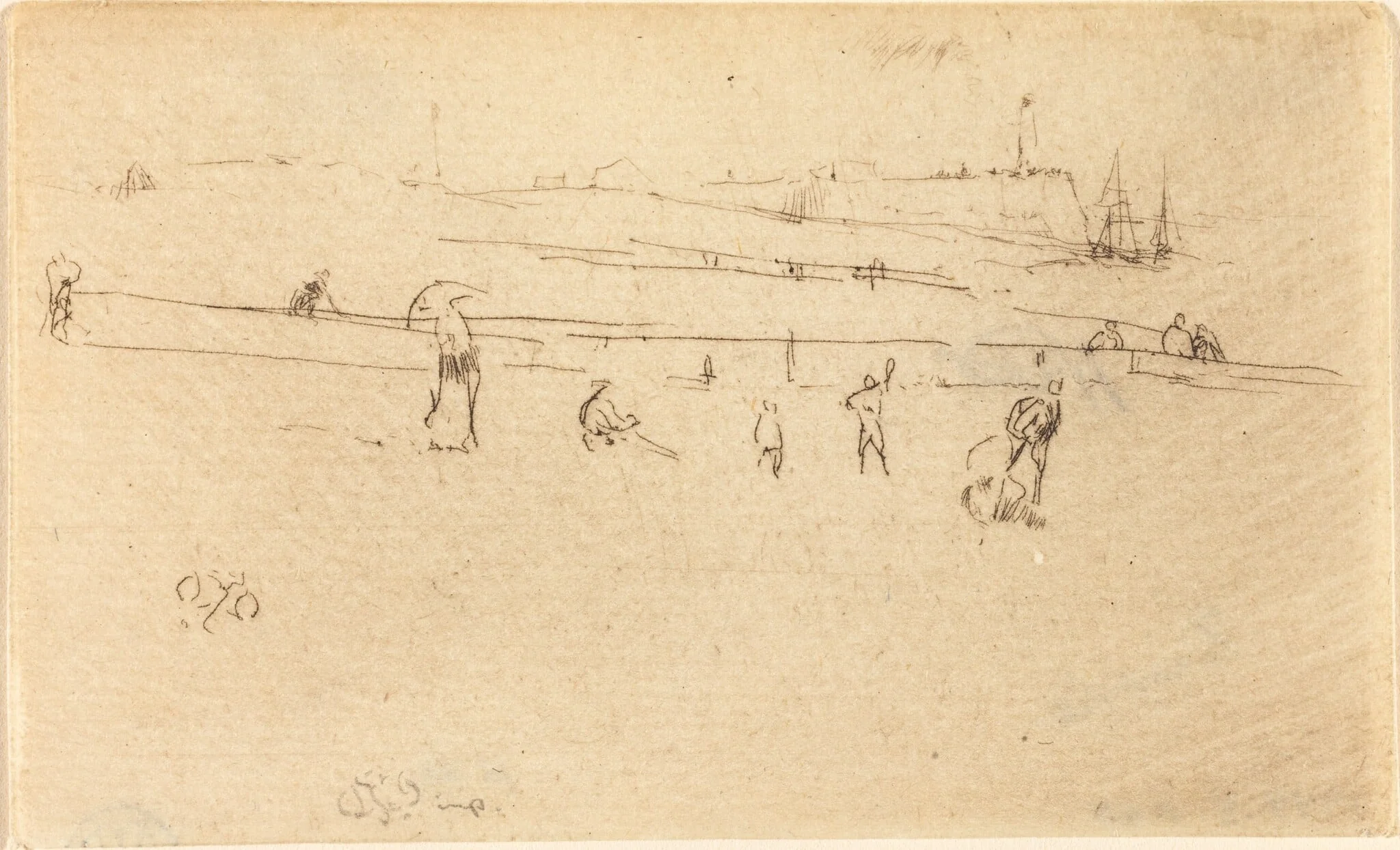 A Sketch at Dieppe, by James McNeill Whistler, ink, 1868