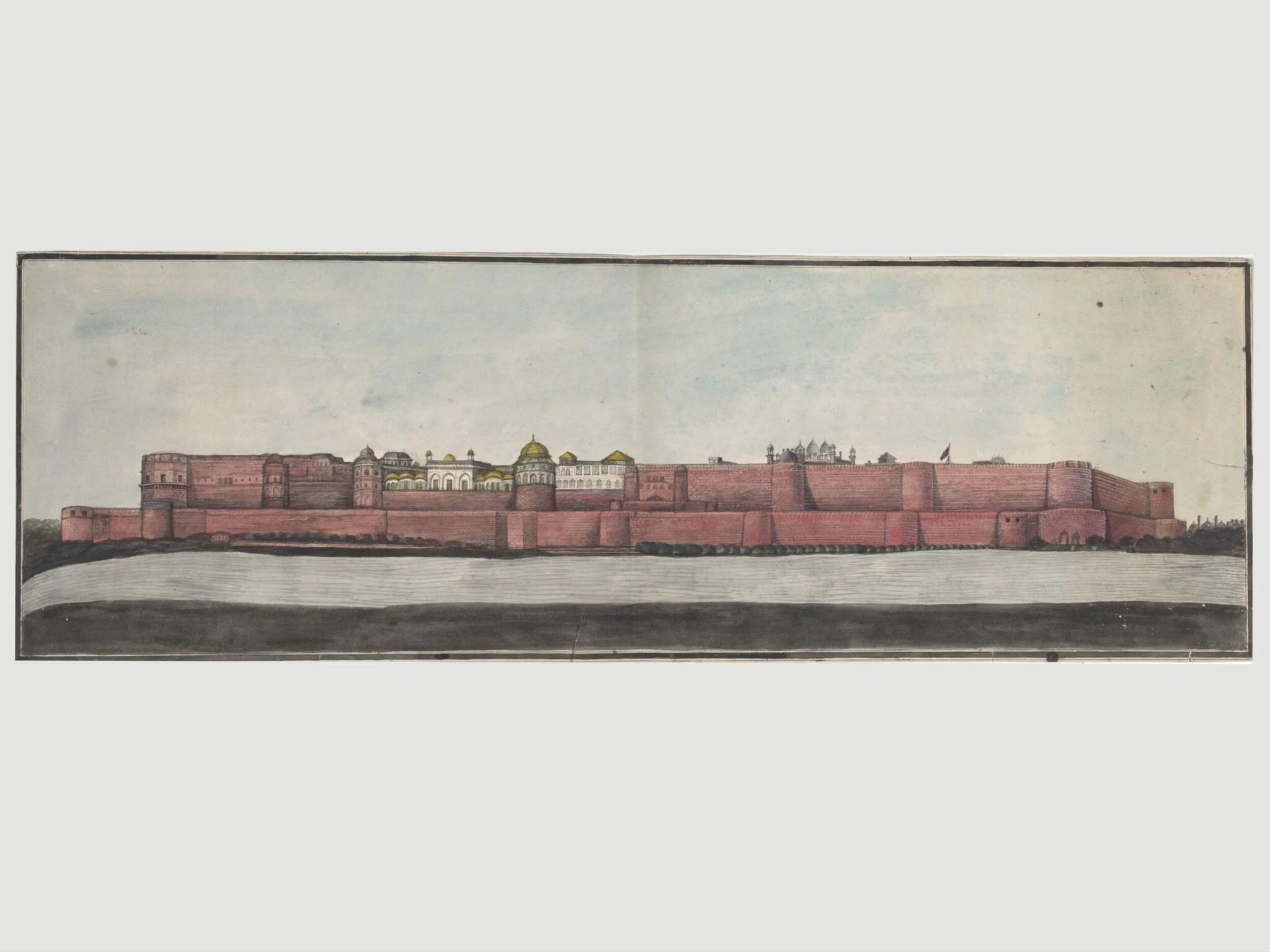 Panoramic view of the Fort at Agra., by Unknown, paint, 1840