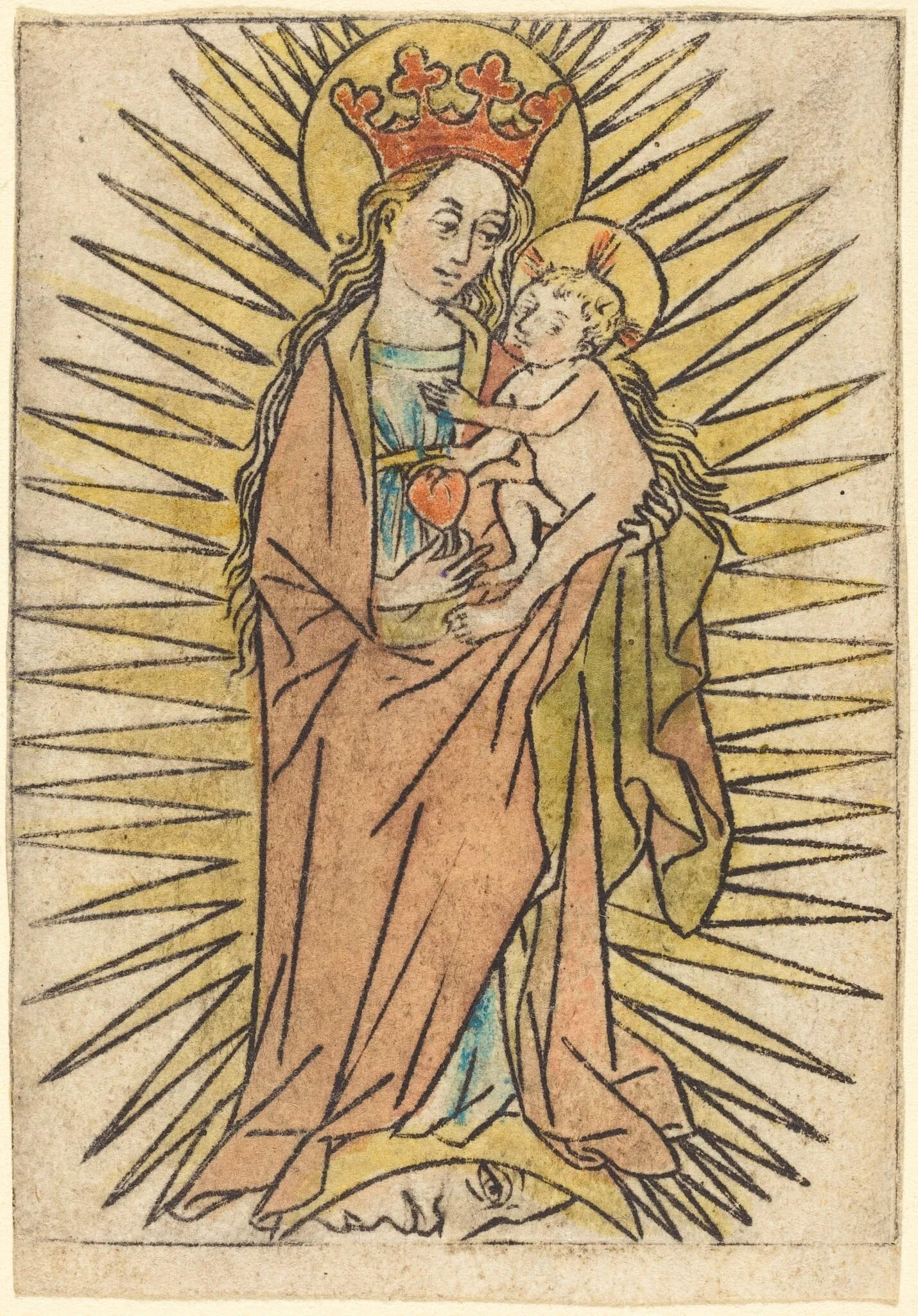 The Madonna and Child with a Pear, by German 15th Century, ink, 1450